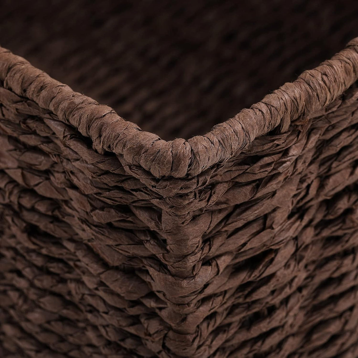 HOONEX Storage Baskets for Organizing, Decorative Round Paper Rope Woven Baskets for Storage with