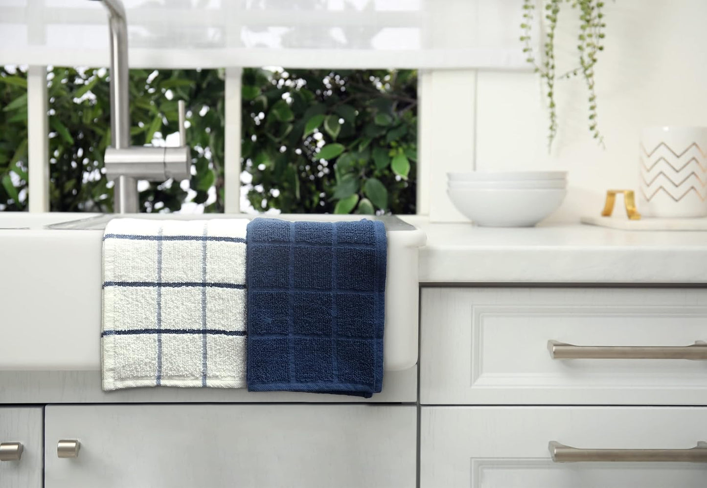 100% Cotton Terry Dish Cloth & Dish Towel, 6 Pack, Super Soft and Absorbent Kitchen Towels, Perfect