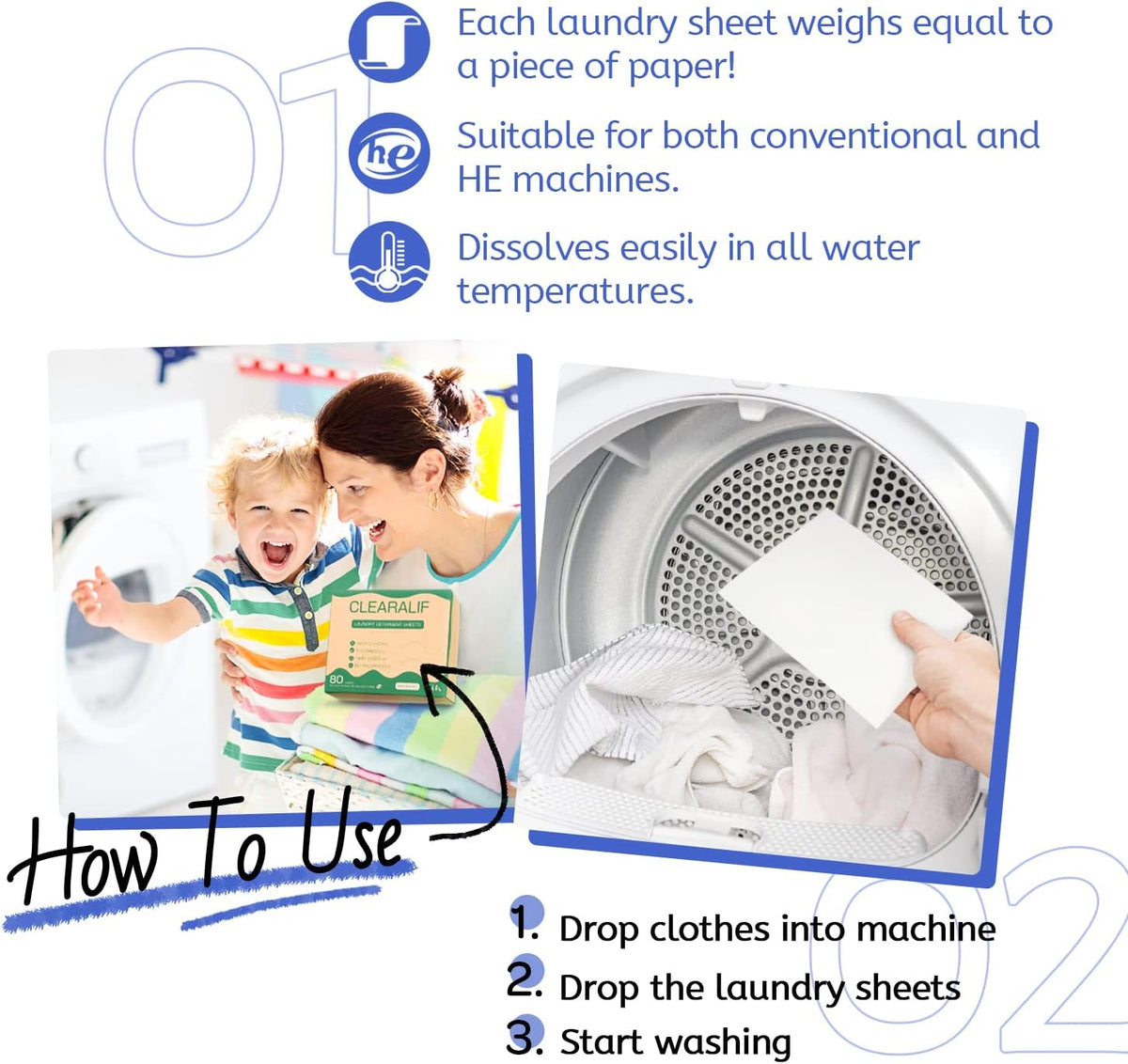 CLEARALIF Laundry Detergent Sheets Up to 160 Loads, Fresh Linen - Great For Travel,Apartments