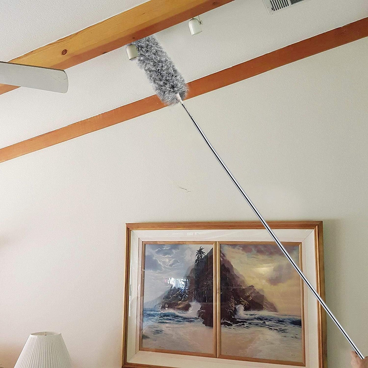 Microfiber Ceiling Fan Cleaner with 30–100" Telescopic Pole – Extendable Duster for High Ceilings