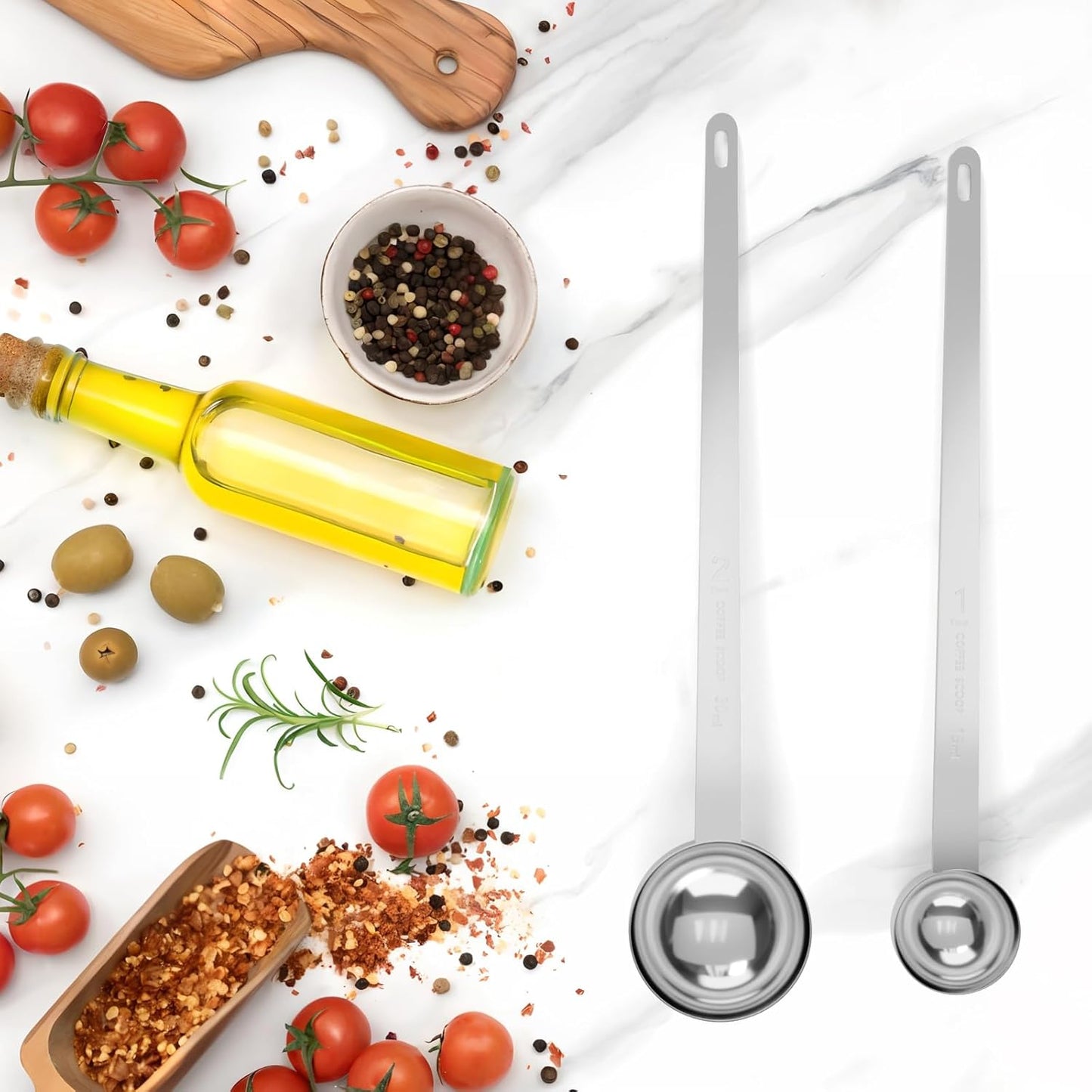 2PCS 1 Tablespoon Coffee Scoop, 9" Long Handle Measuring Spoon, One tbsp (15 ml) Stainless Steel