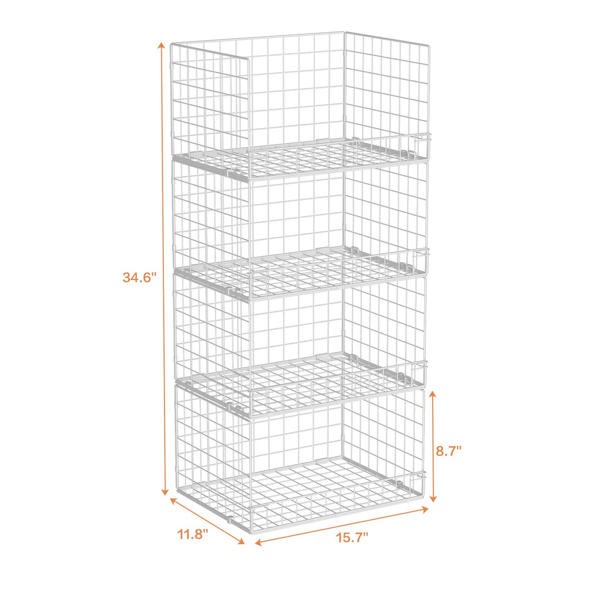 Yociyoga 4-Tier Stackable Closet Organizers and Storage Basket, Foldable Closet Shelf Organizer