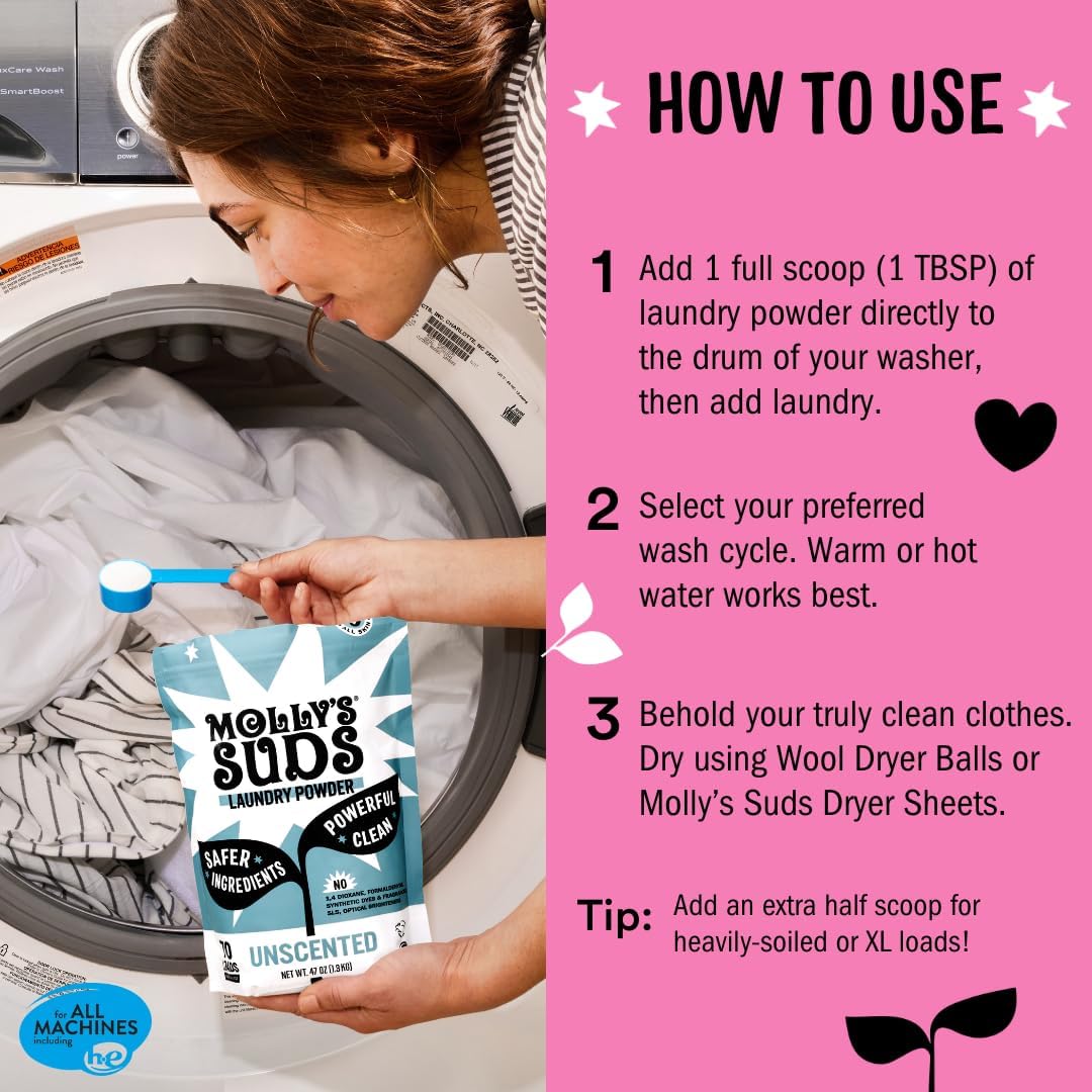 Molly's Suds Original Laundry Detergent Powder | Clean Laundry Detergent Powder for Sensitive Skin