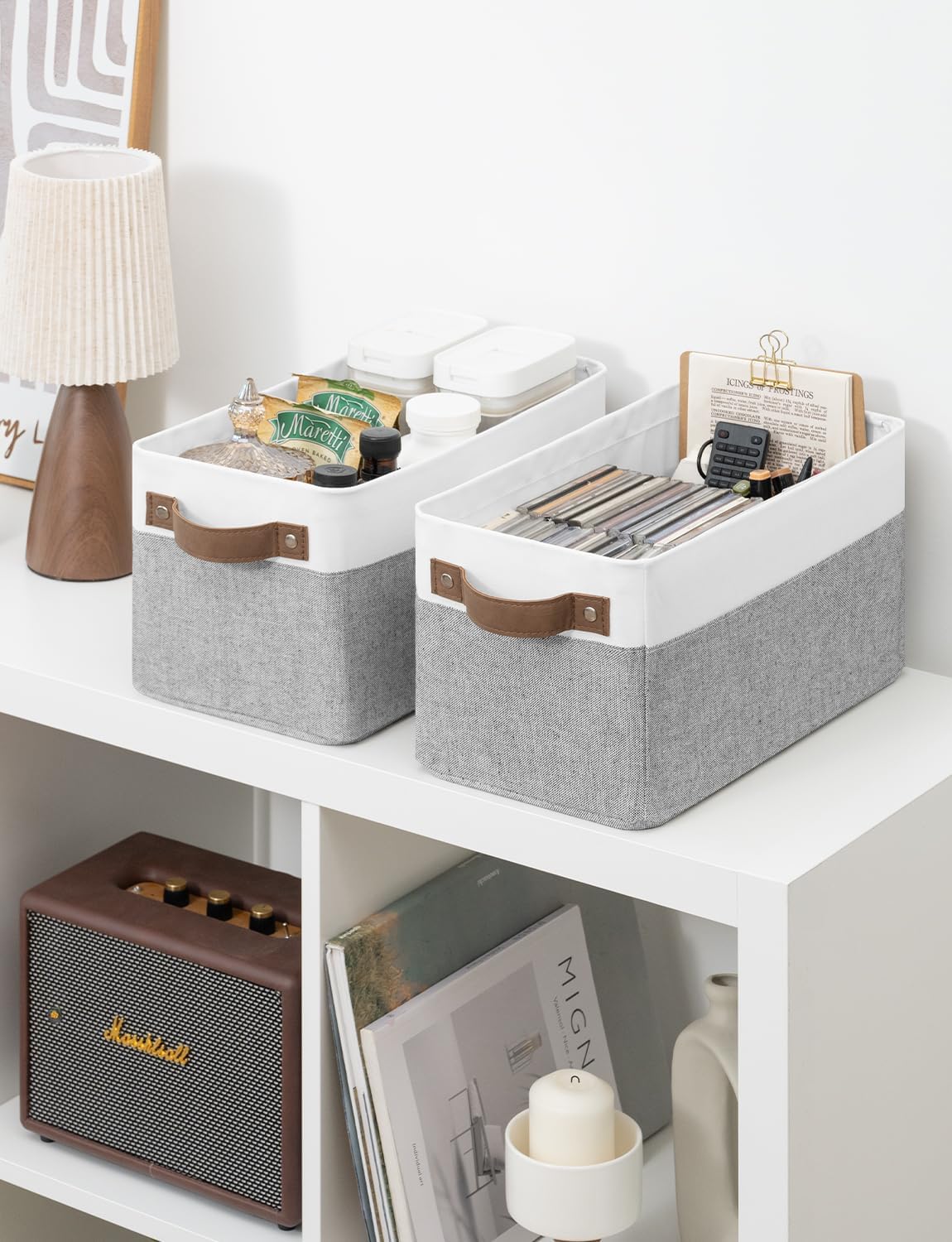 StorageWorks Narrow Storage Bins, Small Basket for Closet and Shelves, Rectangular Fabric Organizer