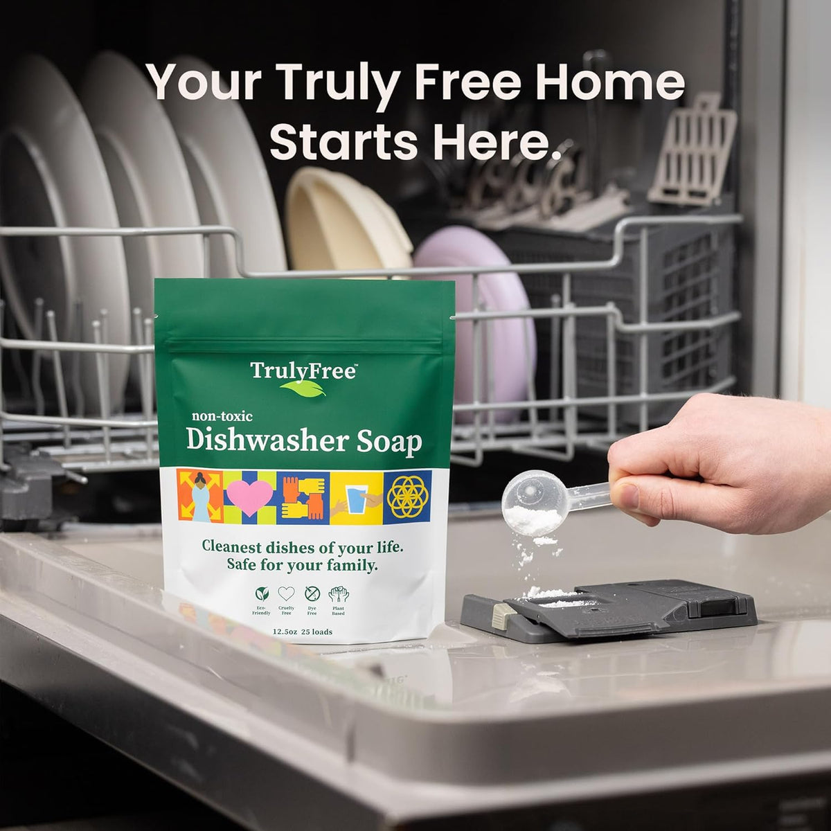 Truly Free Dishwasher Detergent Powder | Natural Dish Detergent, Dishwasher Soap | Plastic Free