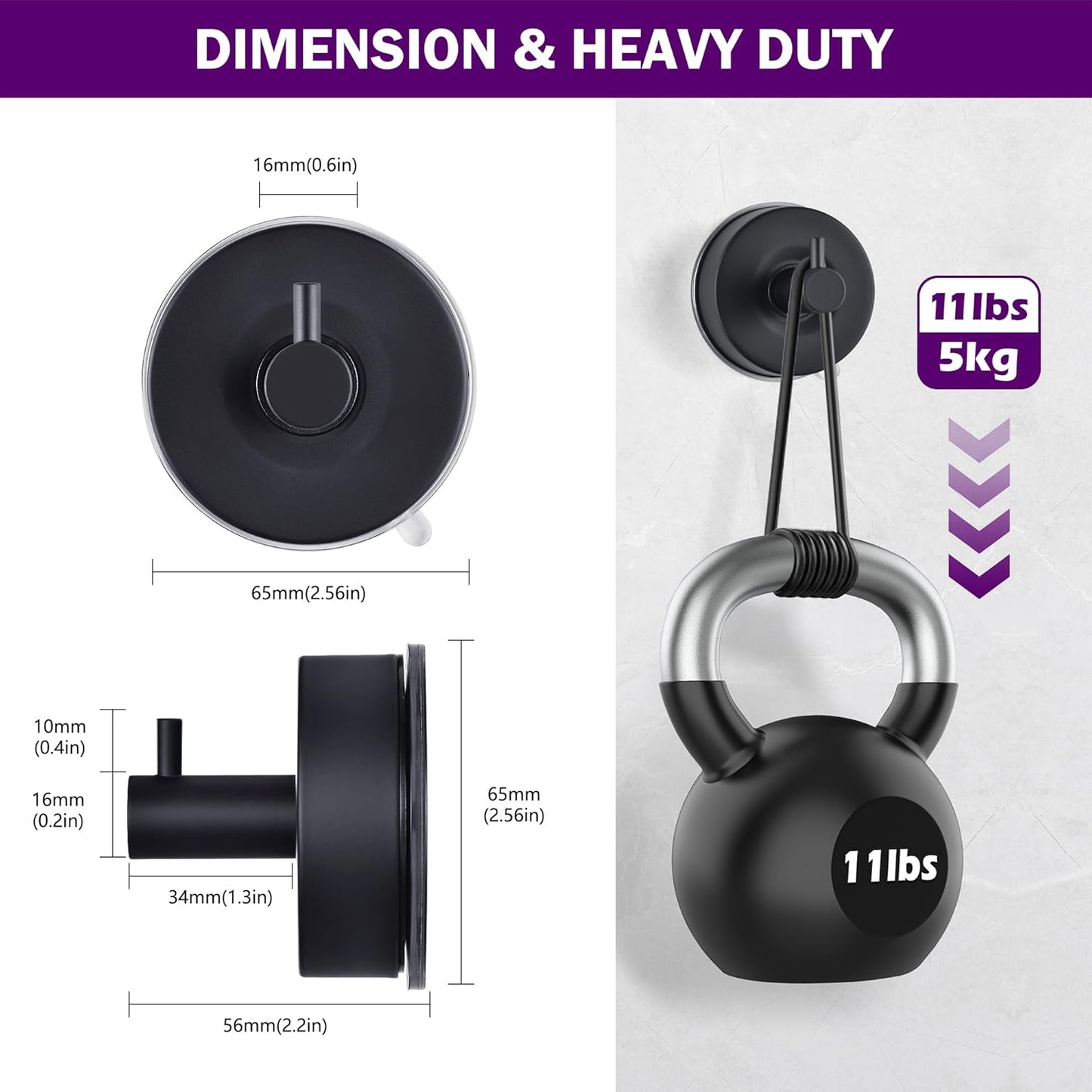 JOMOLA Stainless Steel Bathroom Suction Hooks - No Drill Adhesive-Free Wall Mount for Shower, Towel