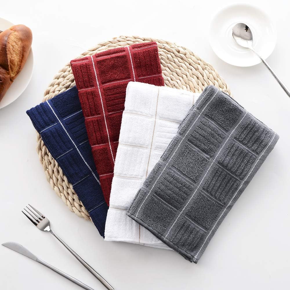 Anyi 100% Cotton Kitchen Towels, Absorbent Dish Towels with Hanging Loop, Soft Kitchen Hand Towels