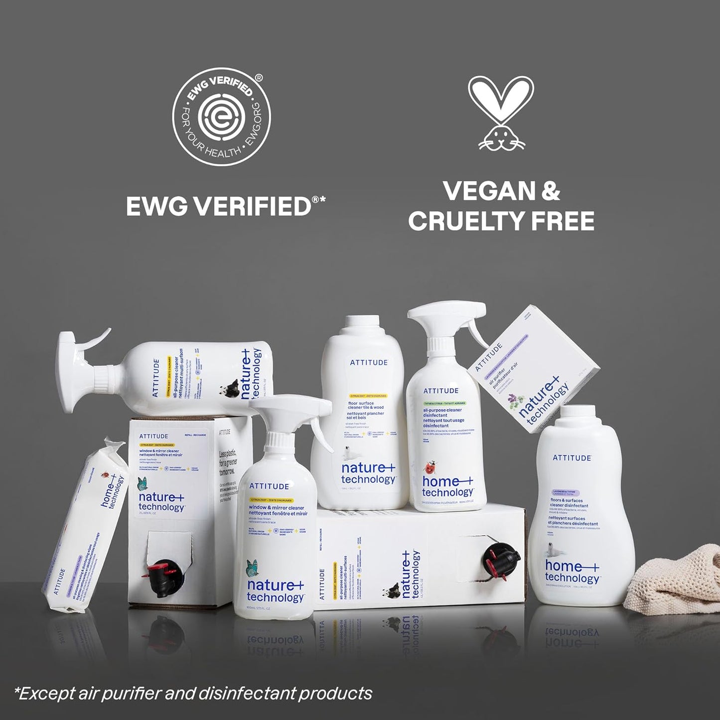ATTITUDE Window & Mirror Cleaner Refill, EWG Verified, Plant- & Mineral-Based, Vegan & Streak-Free