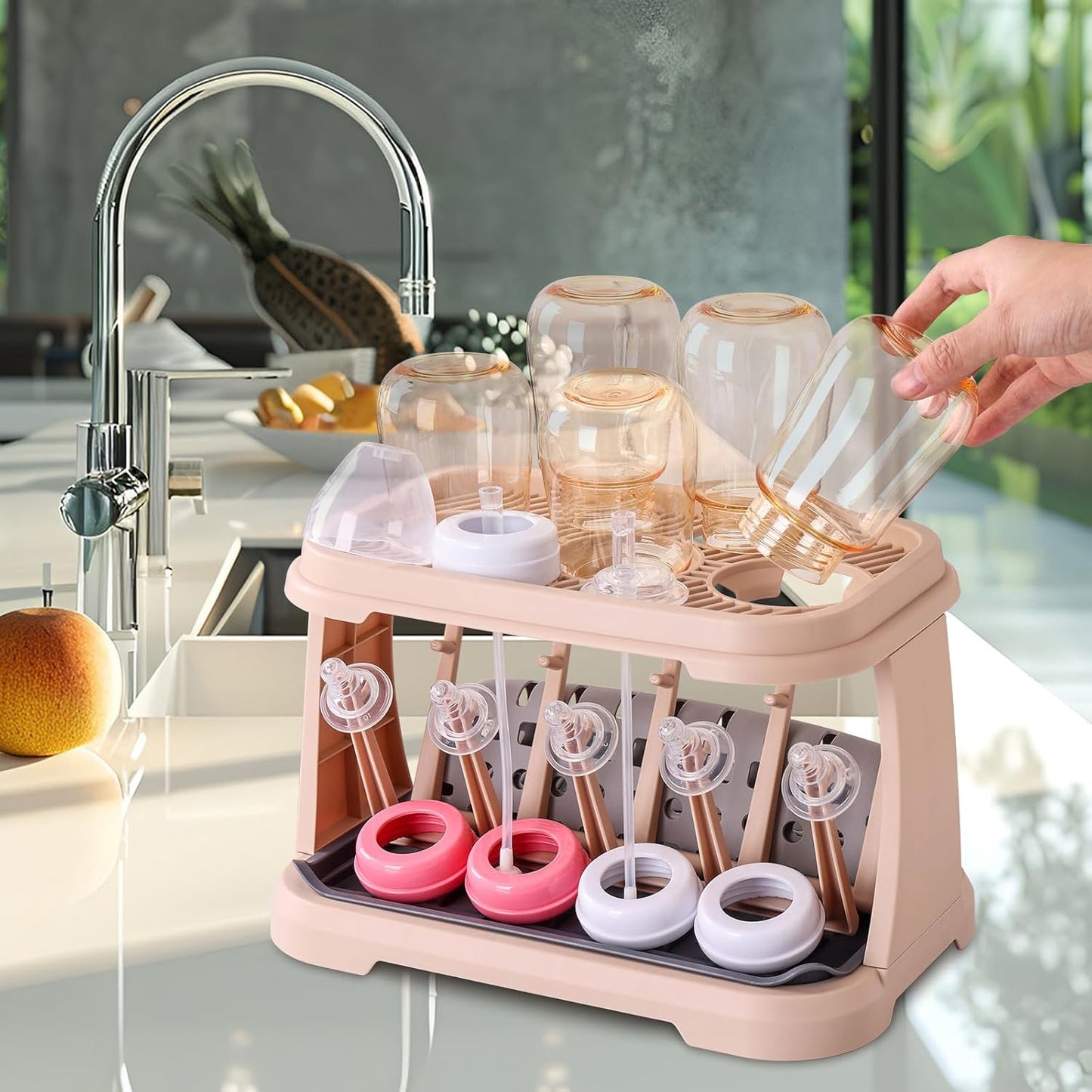 Baby Bottle Drying Rack:Space Saving Standing Drying Rack for Baby Bottles and Pump Part