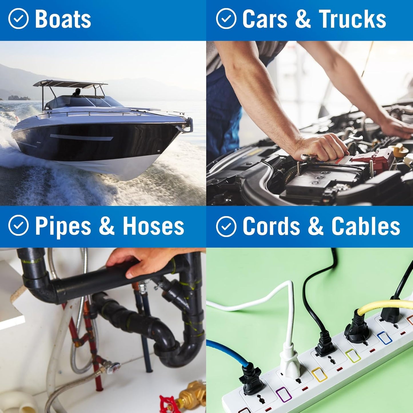 White Heavy Duty Silicone Tape, Self-Fusing Rubber Hose and Plumbing Water Pipe Repair Seal, Coax