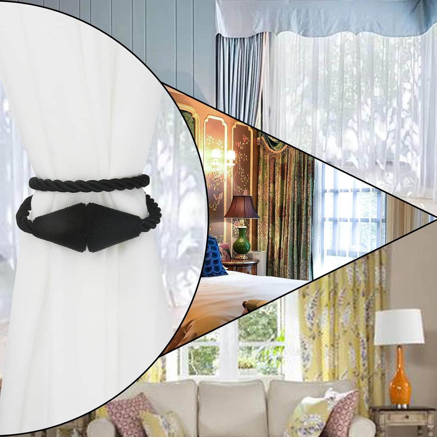 2 Pack Magnetic Curtain Tiebacks Rope Modern Handmade Curtain Tie Backs Decorative Drapes Weave