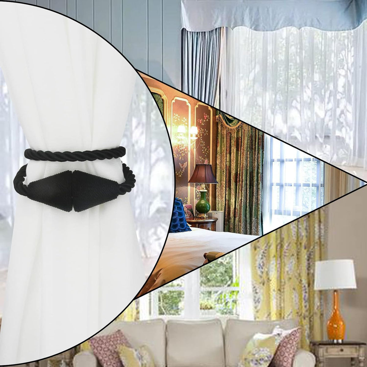 6 Pack Magnetic Curtain Tiebacks Rope Modern Handmade Curtain Tie Backs Decorative Drapes Weave
