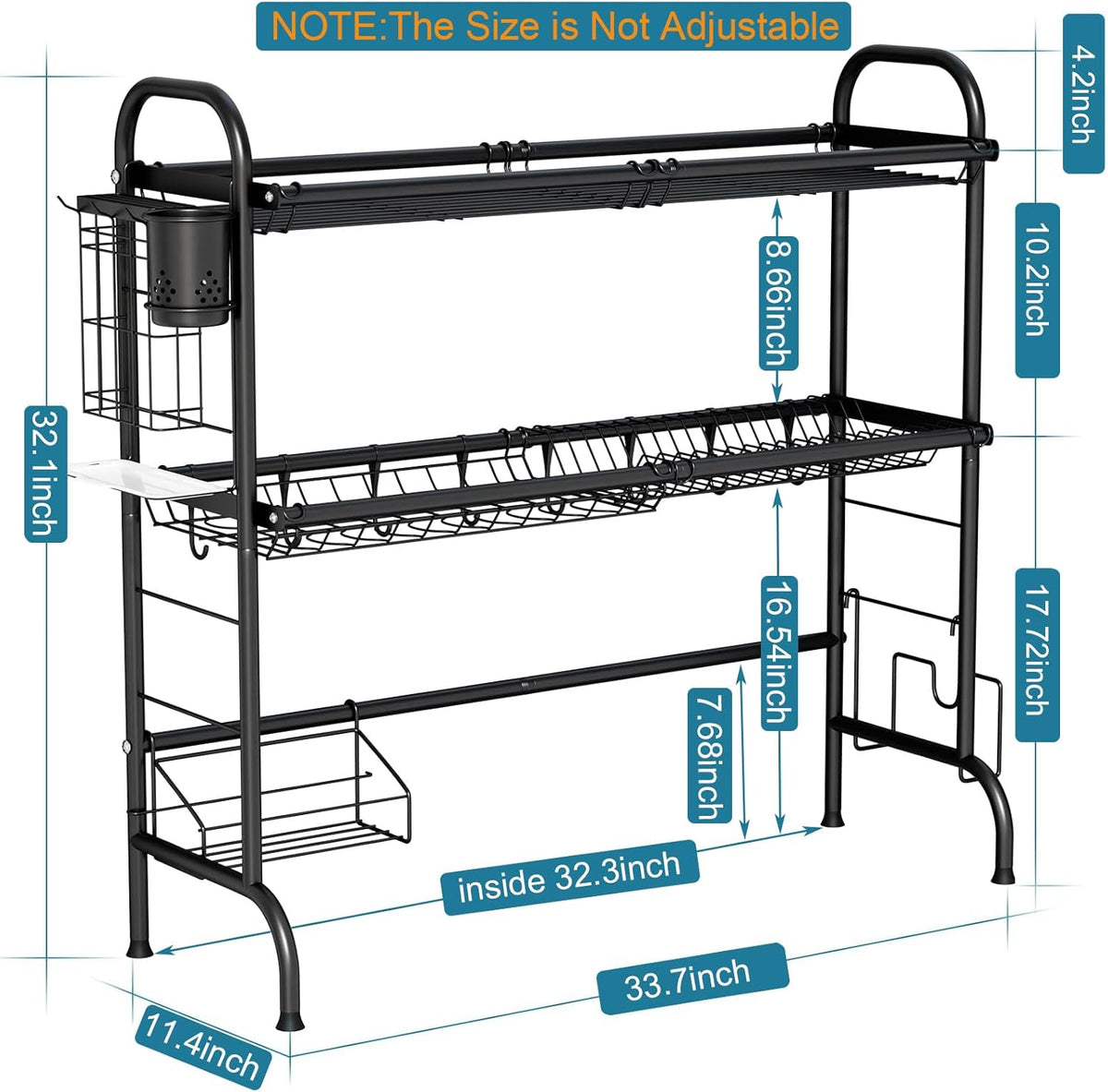 HOWDIA Over The Sink Dish Drying Rack, 3-Tier Stainless Steel Large Over The Sink Dish Rack with