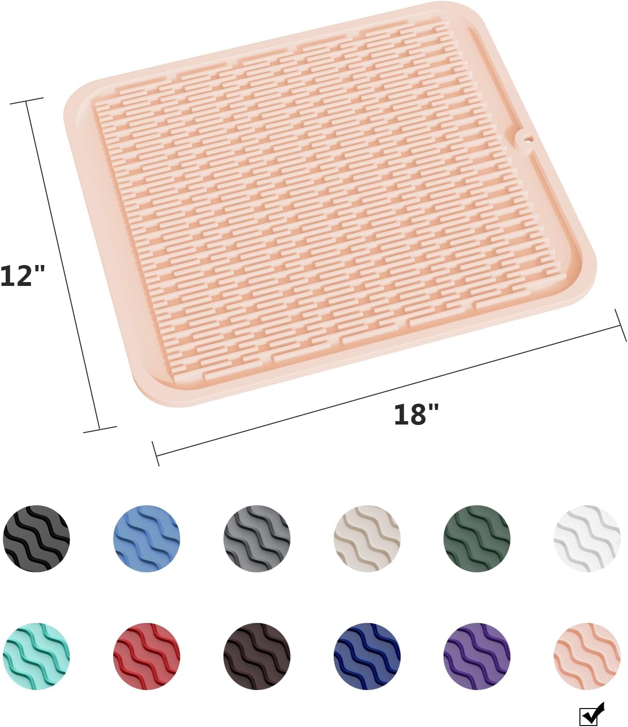 ZLR Silicone Dish Drying Mat for Kitchen Counter, Eco-Friendly Fast Dry Dish Mat, Easy Clean Multi