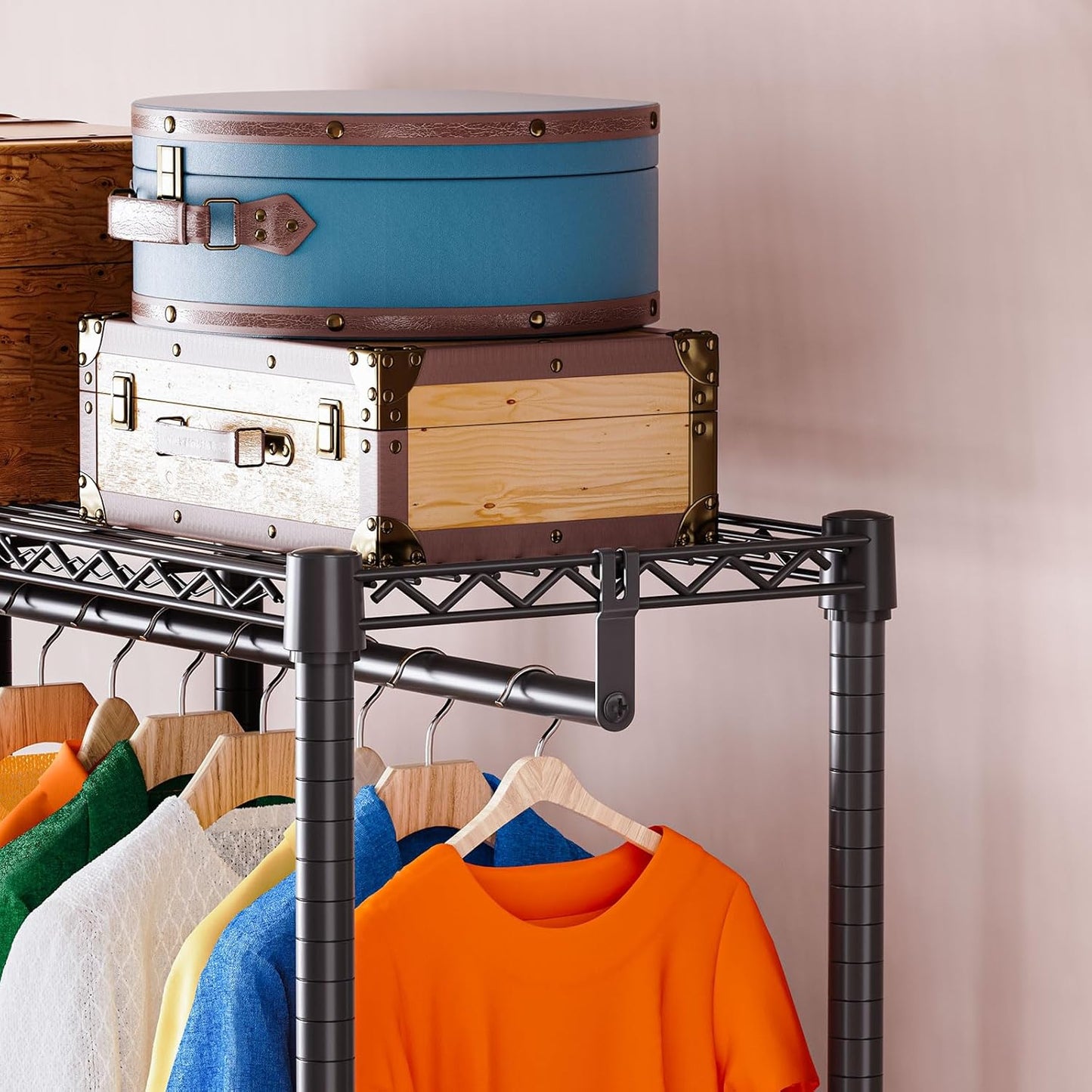 IZEUK 2 Combination Heavy Duty Garment Rack Wire Clothes Rack for Hanging Clothes, Metal