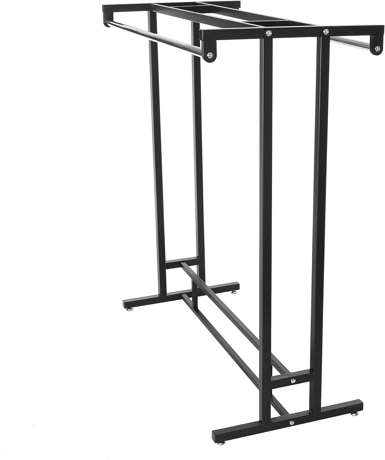 MyGift Black Stainless Steel Freestanding Garment Rack, Heavy Duty Double Rod Clothes Rack Clothing