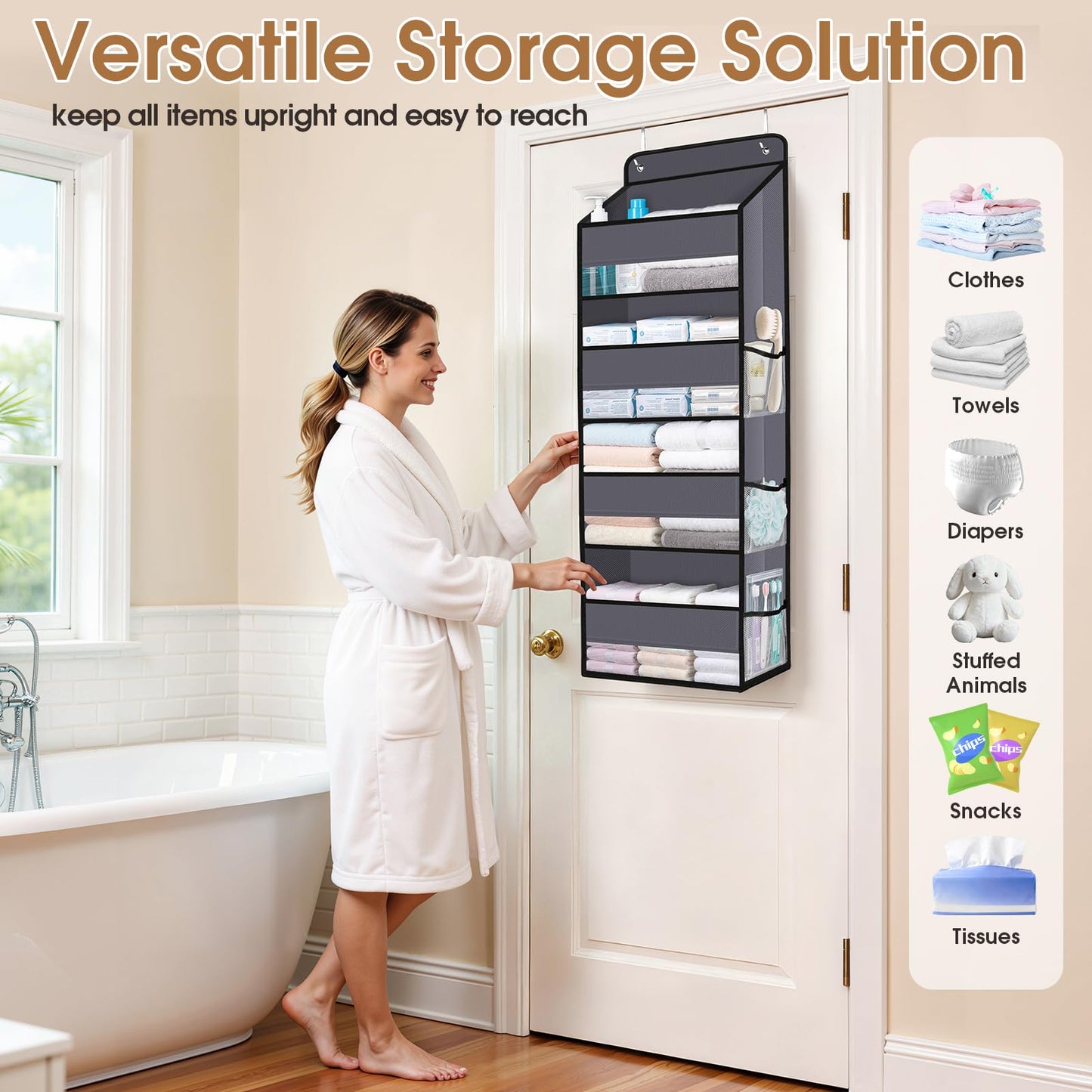 WISELIFE Over The Door Organizer Storage behind Door Hanging Organizer for Nursery – view 7