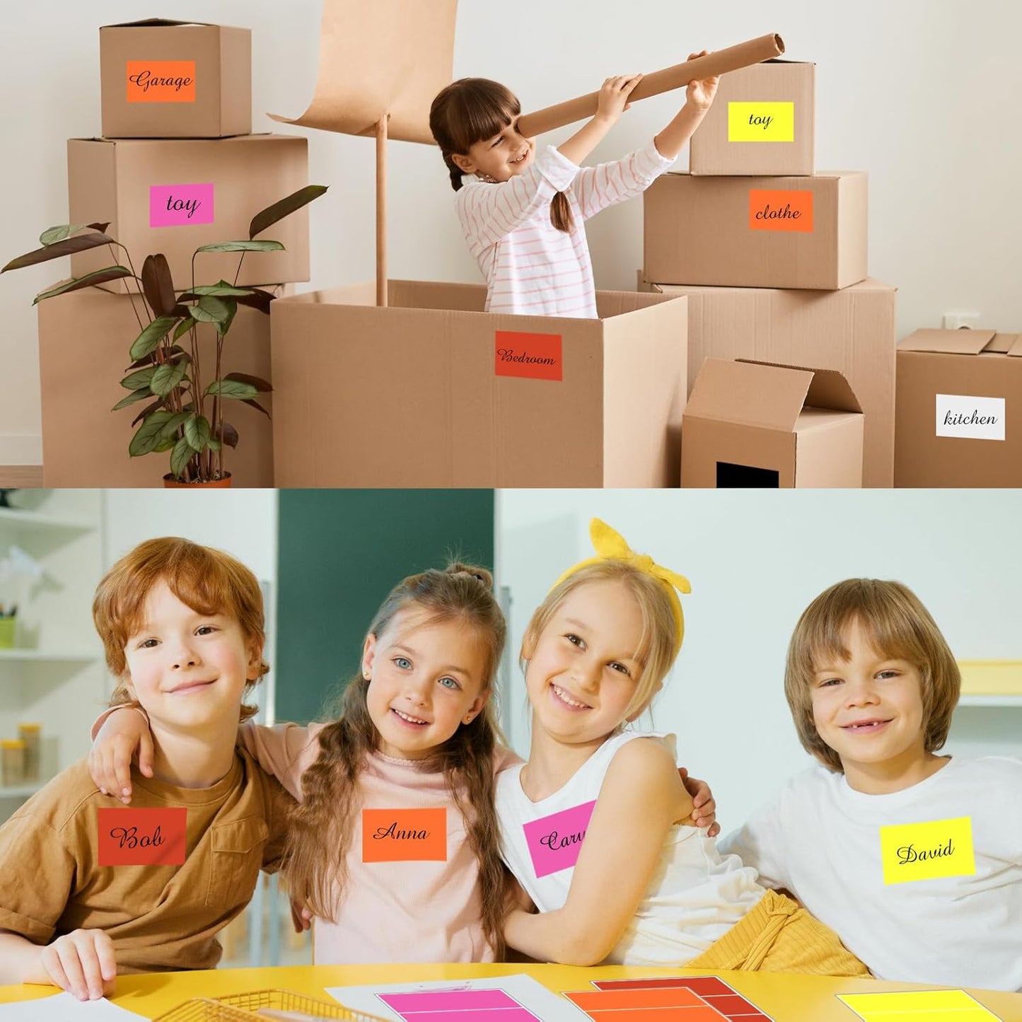 STARLIBOO Removable Colored Labels Stickers, 3X5 Inch Removable Large Label Stickers for Moving