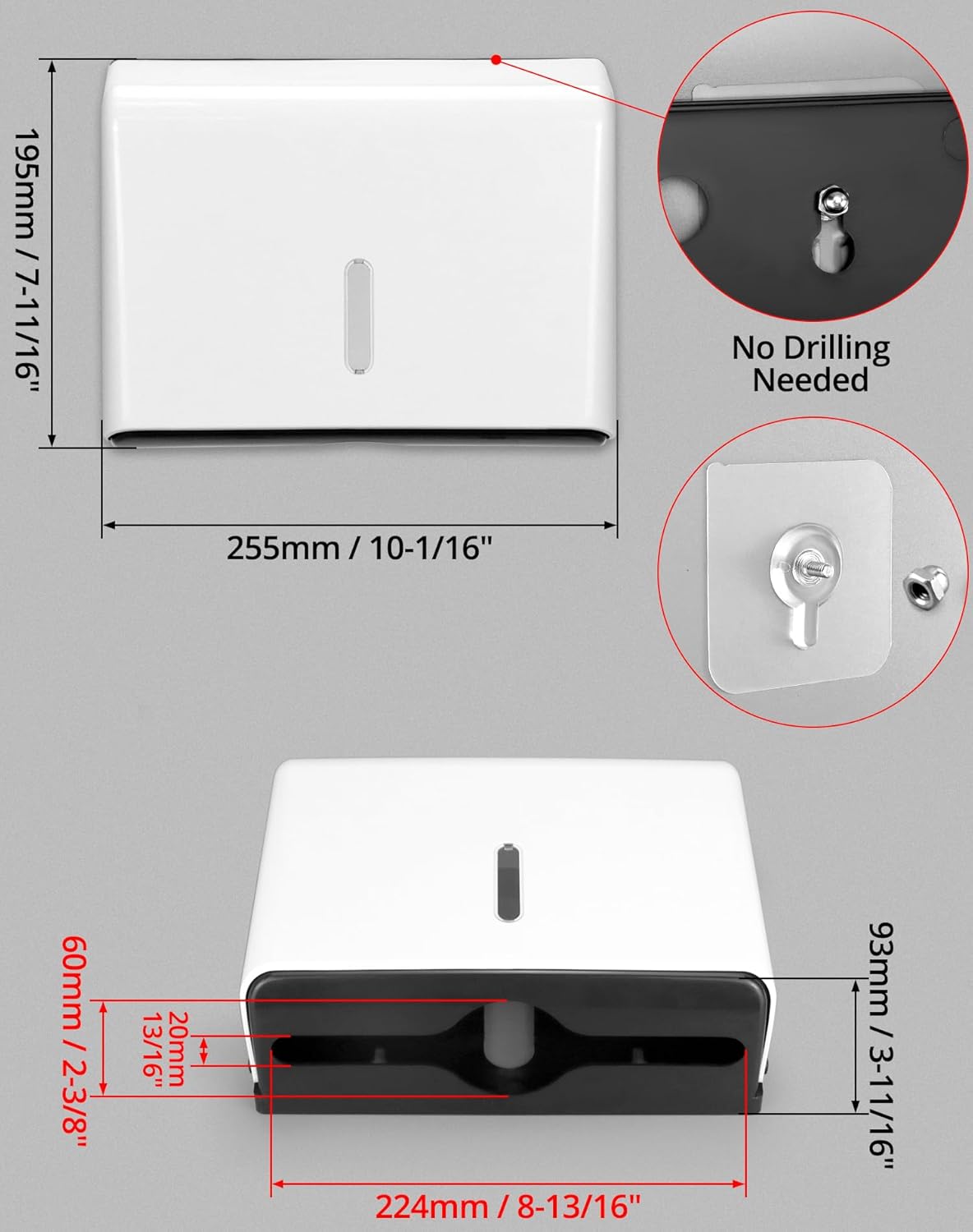 QWORK Paper Towel Dispenser Wall Mount, 2 Pack Multifold Hand Towel Dispenser, Tri-fold Commercial