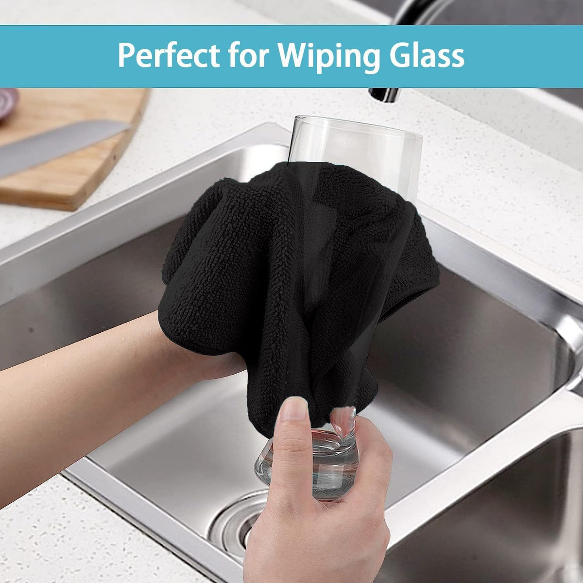 HOMEXCEL Black Microfiber Cleaning Cloth, 50 Pack Cleaning Towels for Kitchen, Lint Free