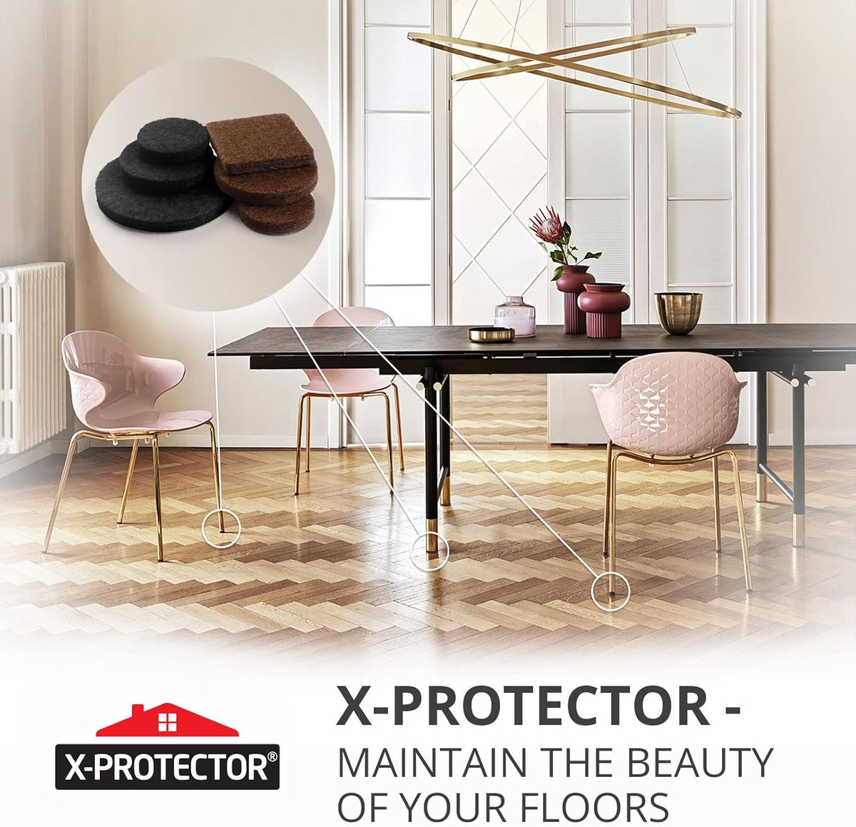 235 pcs Felt Furniture Pads Brown & Black X-Protector! Huge Quantity of Furniture Pads for Hardwood