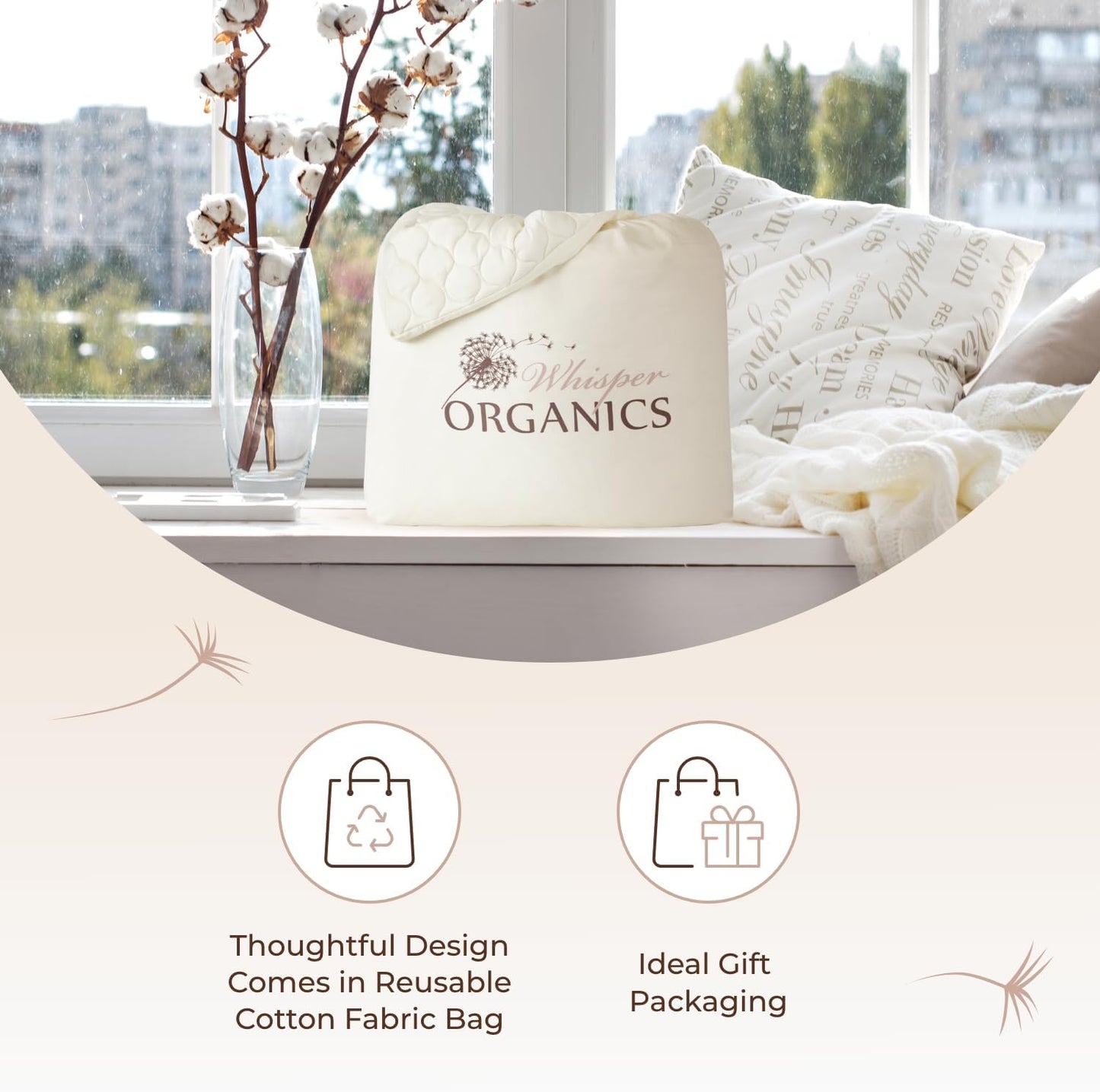 100% Cotton Organic Mattress Pad - Breathable & Cooling Mattress Protector Queen Size - Premium