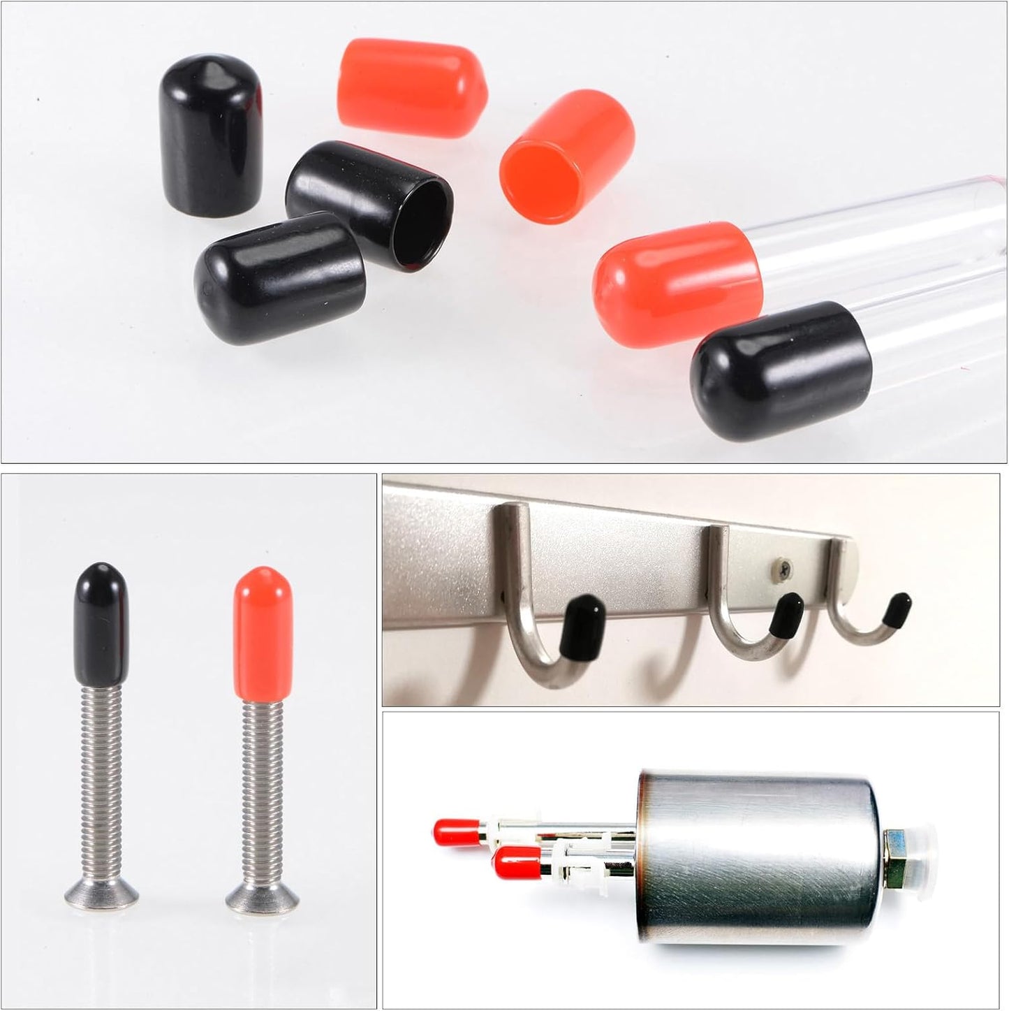 uxcell 20pcs Rubber End Caps 43mm ID Vinyl Round Tube Bolt Cap Cover Thread Protectors Red