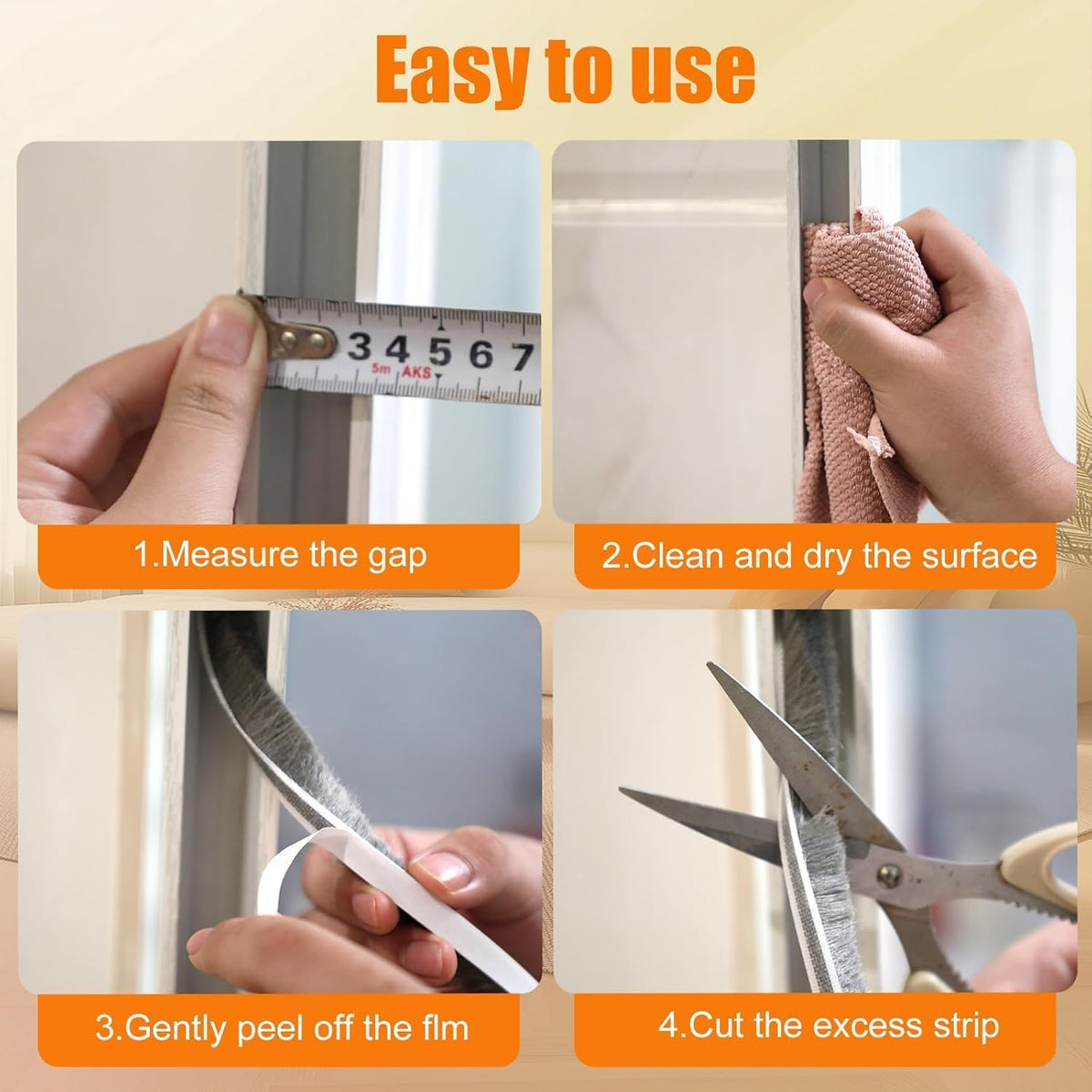39.4FT Brush Weather Stripping, Neat Pile Self Adhesive Seal Strip for Windows and Door