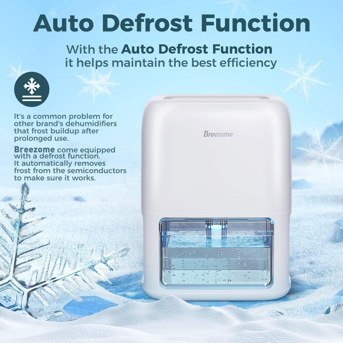 BREEZOME 60 OZ Dehumidifiers for Home, Dual-Semiconductor Quiet Dehumidifier with Timer Sleep Mode