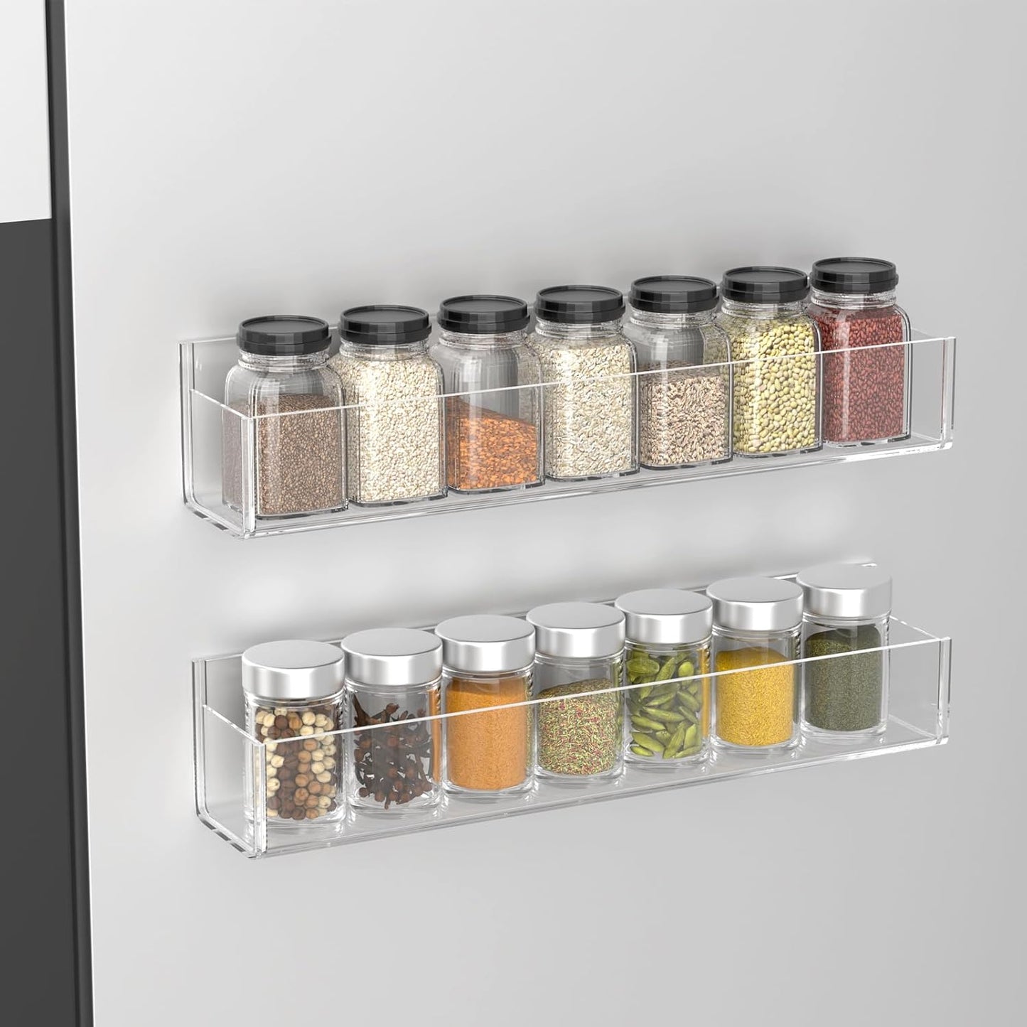 PMMASTO Adhesive Acrylic Spice Rack Organizer for Wall with Nano Double Sided Tape, Spice Shelf