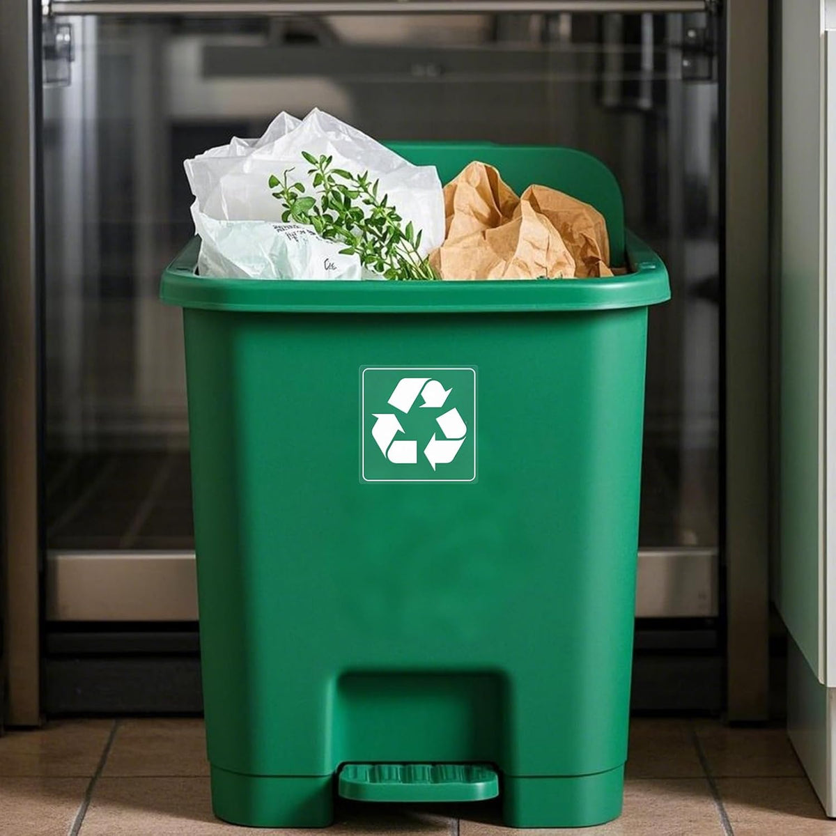 10 Pack Recycle and Trash Clear Stickers 3×3 Inches Vinyl Transparent Weatherproof Self Adhesive