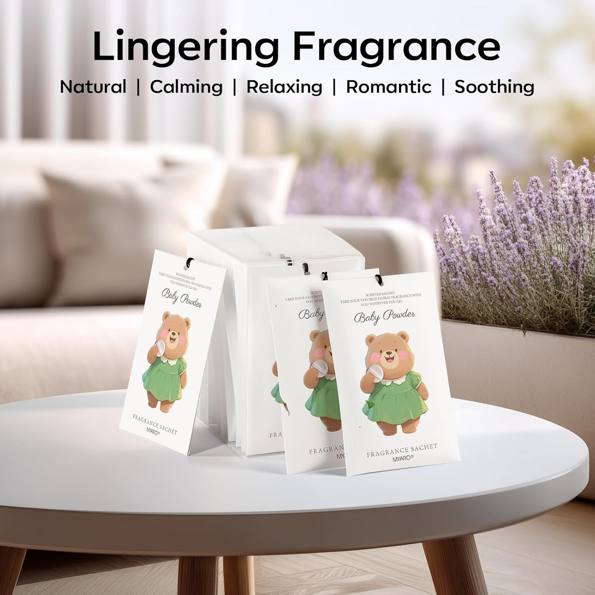 MYARO 12 Packs Baby Powder Scent Sachets Room Air Freshener for Closet Drawer Clothes Storage Small