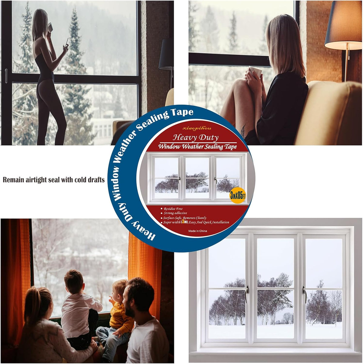 Transparent Weather Sealing Tape, 3-Inch x 85FT, Clear Draft Isolation Sealing Film - Clear Draft