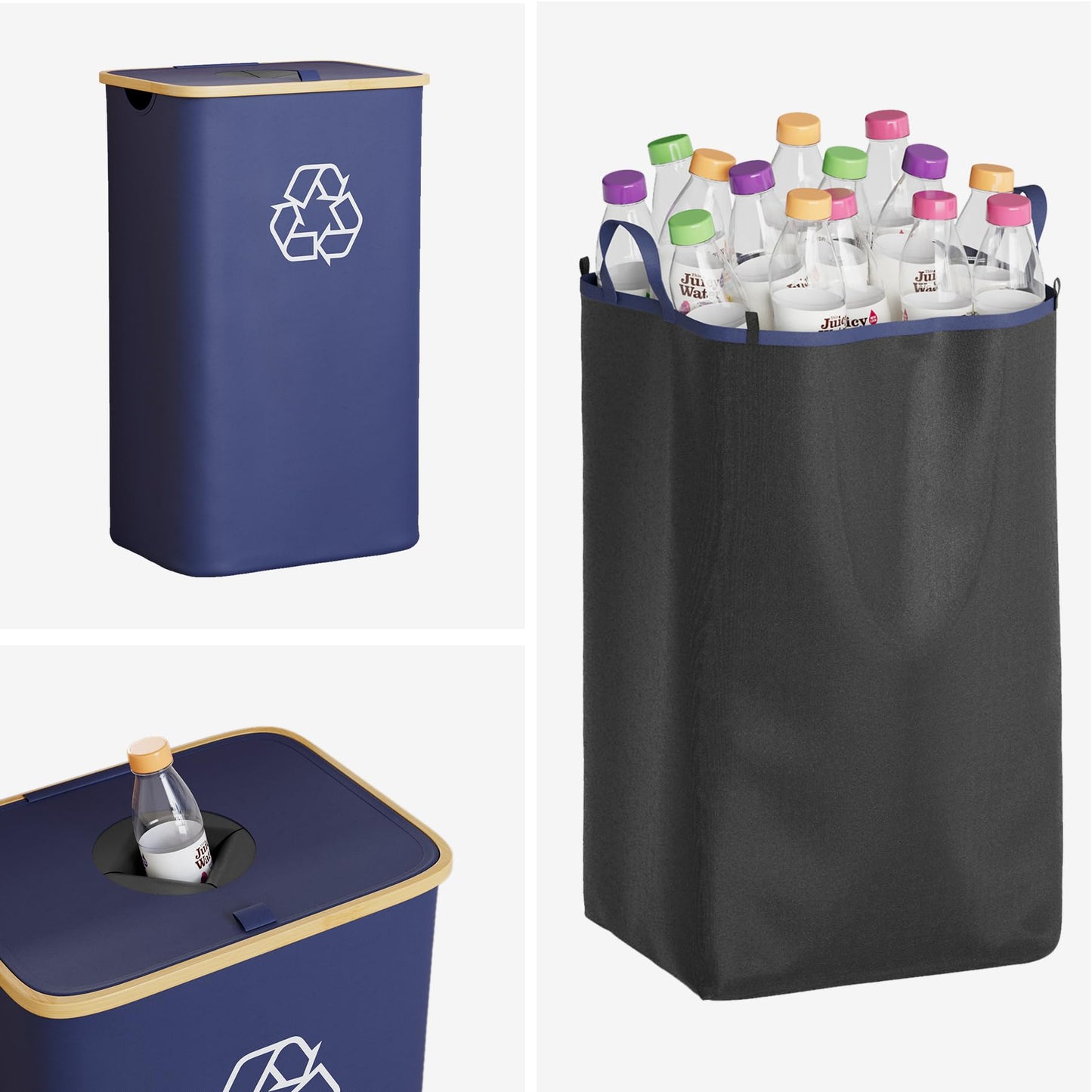 SpaceAid Recycling Bin for Kitchen 26 Gallon, 100L Recycle Bin with Lid and 2 Reusable Inner Bags