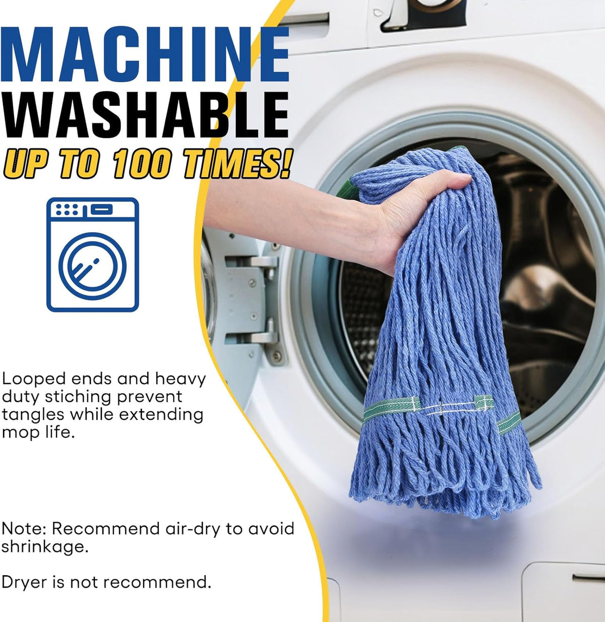 Matthew Cleaning Commercial Mop Head Replacement, 5 Inch Wide Headband, Looped End Cotton Blend