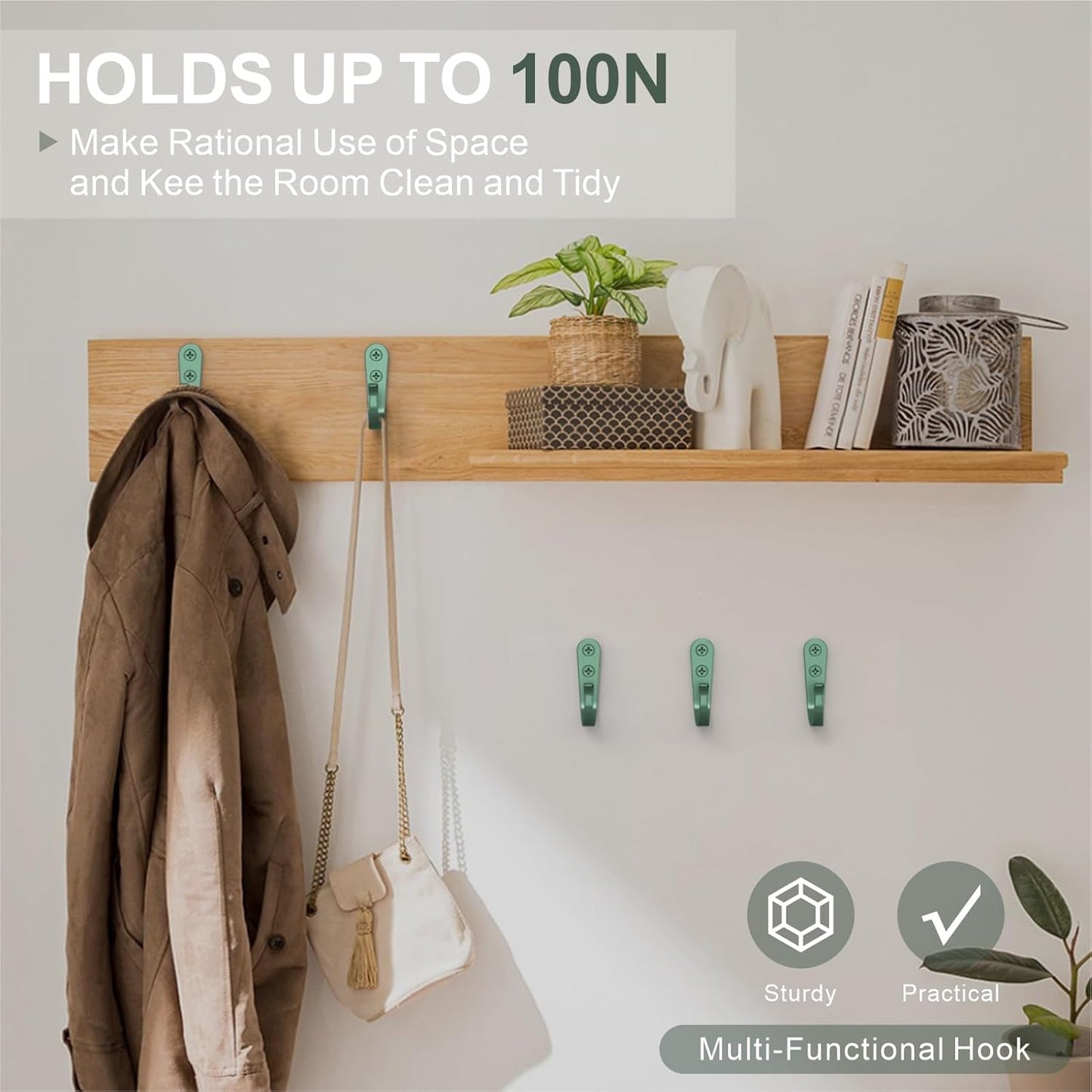 20PCS Heavy Duty Metal Wall Hooks, Coat Hooks for Hanging - with 40 Screws for Coats Towels