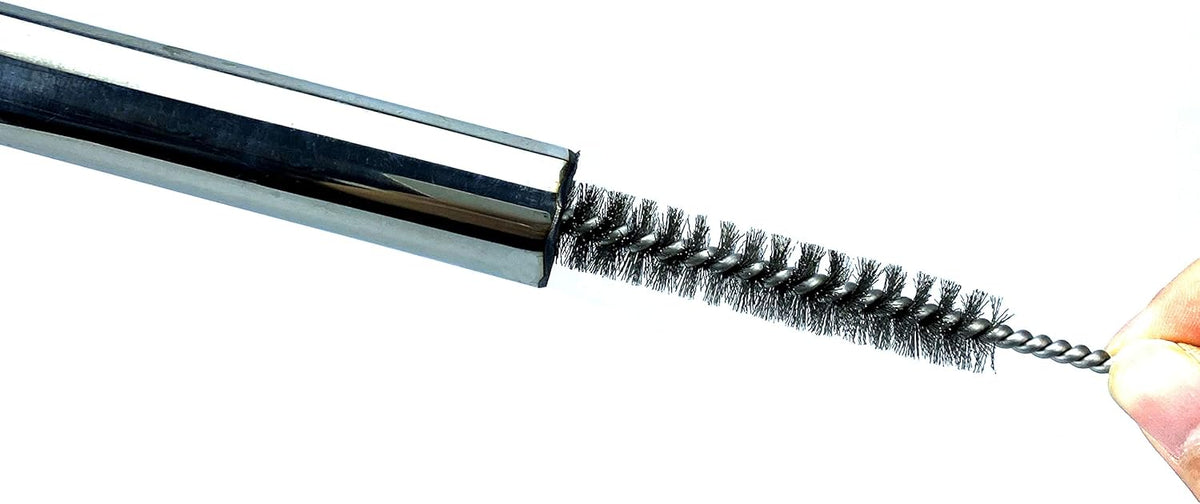 Pipe Cleaning Brush Set Stainless Steel Bristles, 8 Piece Variety Pack for Auto Parts, Bottles