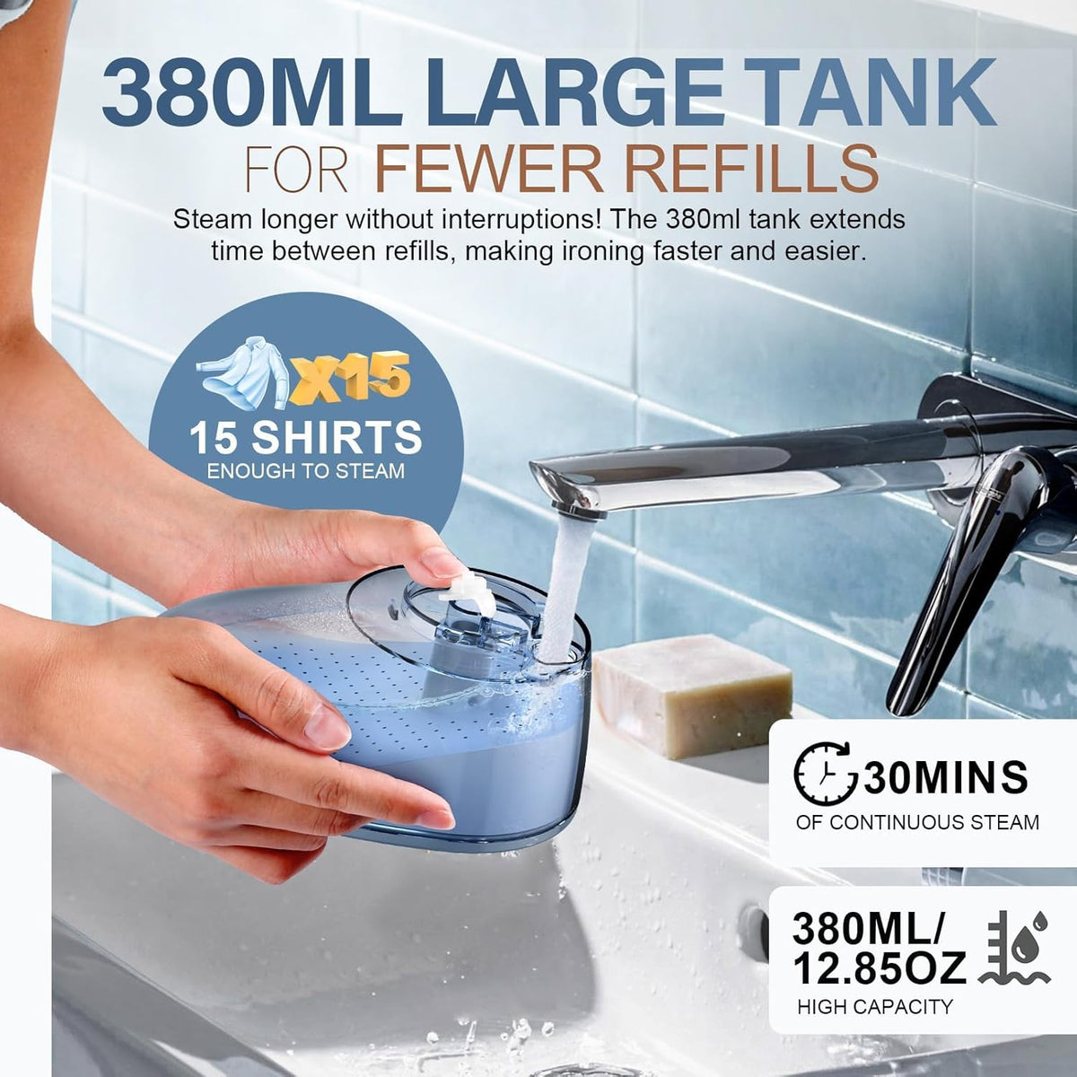 Steamer for Clothes, 1800W Fast Heat-up Clothes Steamer Handheld Garment Steamer with 3 Steam