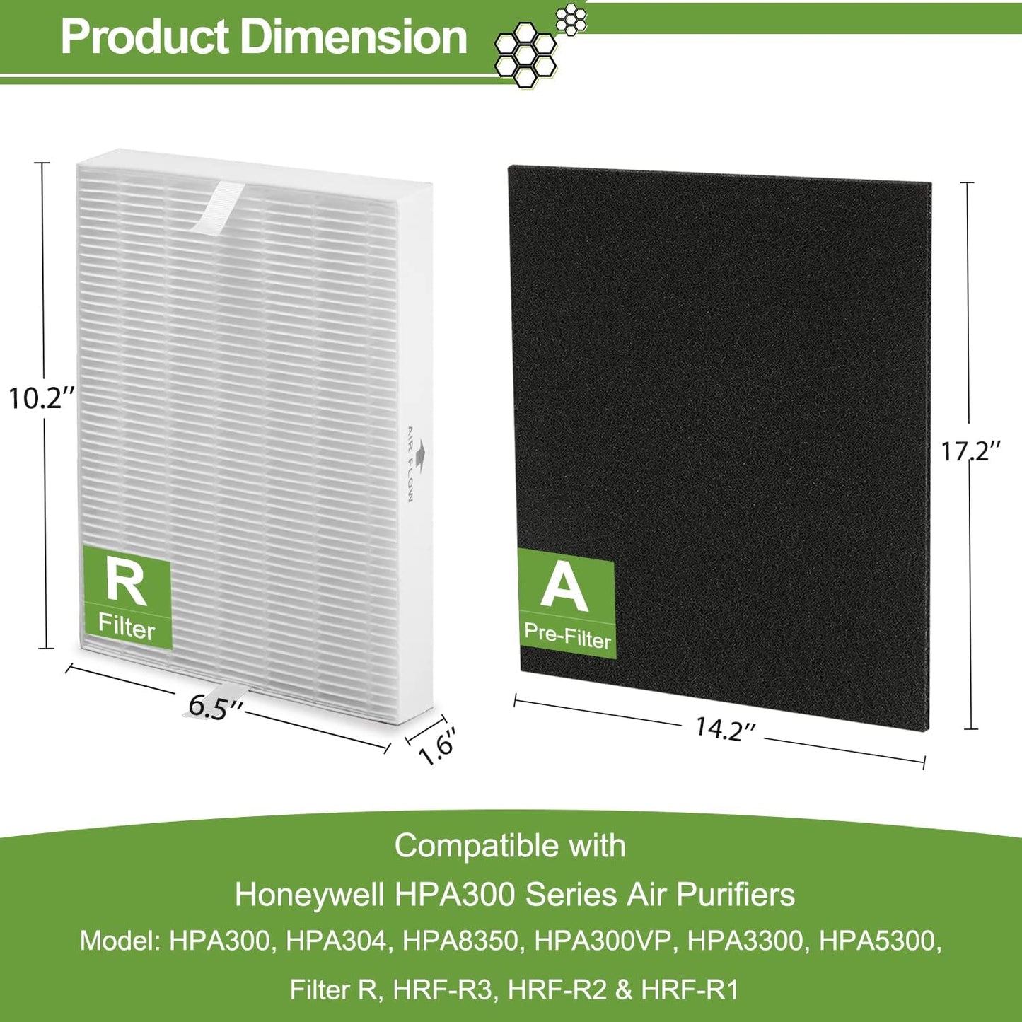 HPA300 HEPA Filter Replacement for Honeywell HPA300 Series Air Purifiers HPA300, HPA300VP, HPA304