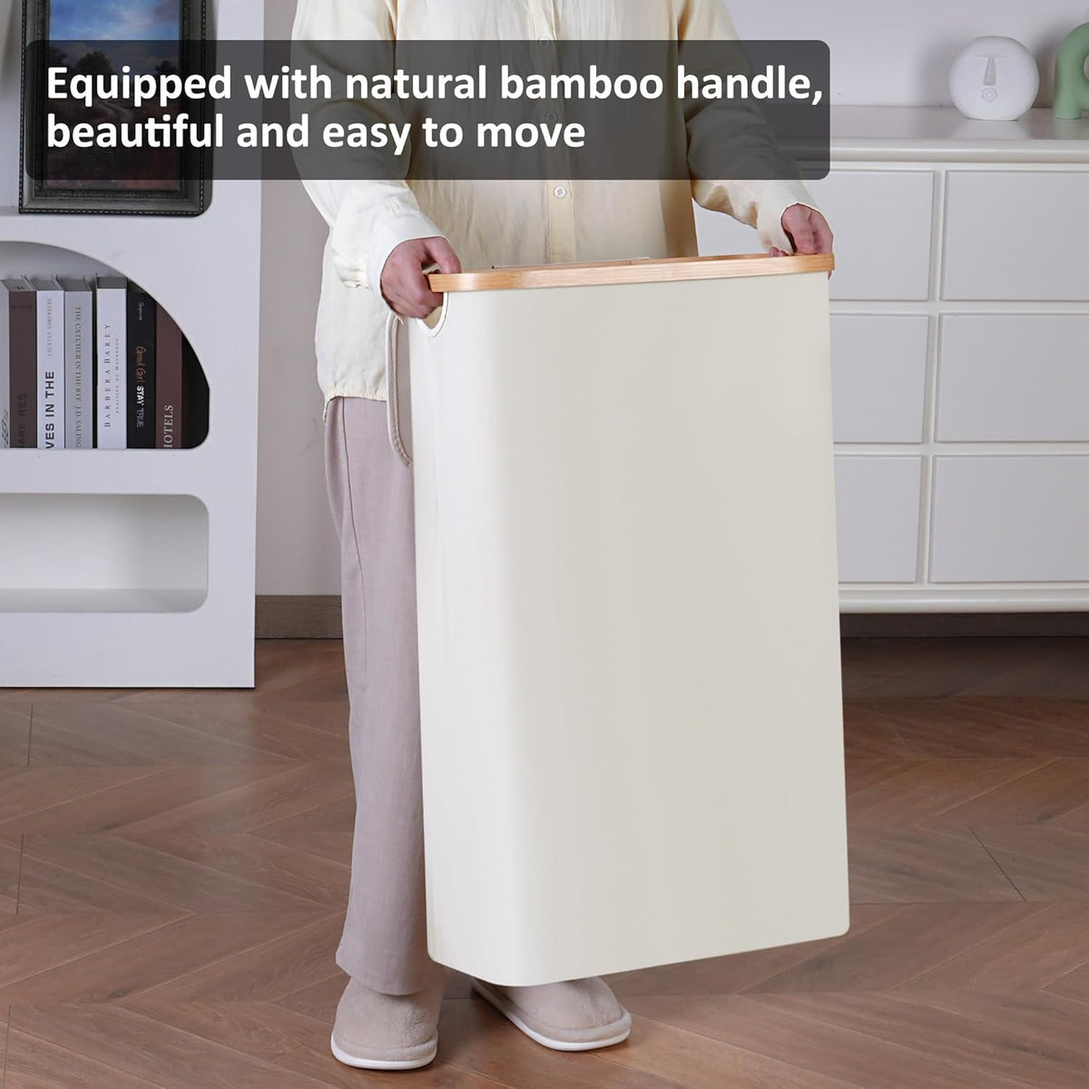 Slim Laundry Basket,Tall laundry Hamper with Lid,60L Hamper for Laundry,Dirty Cloth Hamper with