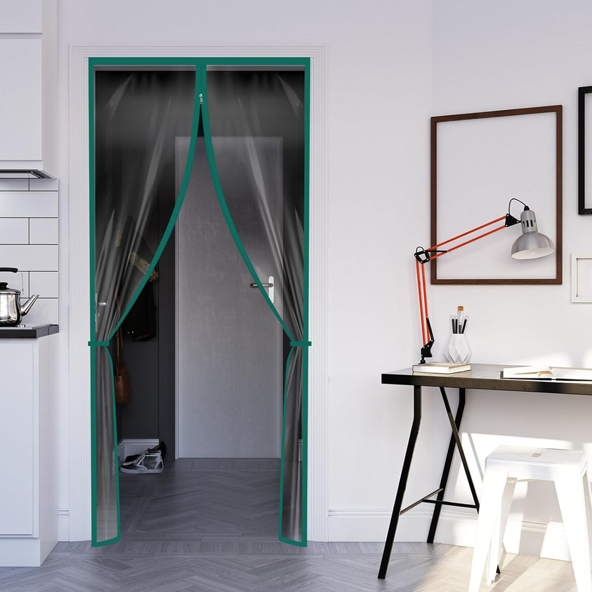 Amylove Zipper 48 x 87 Inch Dust Barrier Kit Green Edged Temporary Construction Door Barrier 4 x