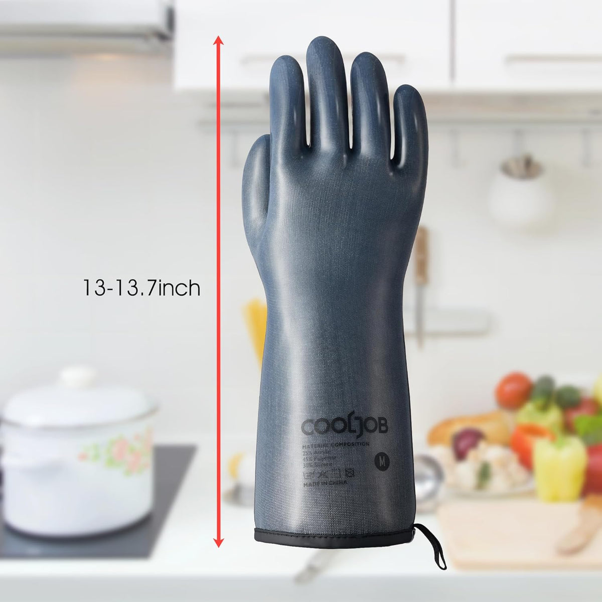COOLJOB Heat Resistant Oven Gloves, Waterproof Liquid Silicone BBQ Grilling Gloves for Barbecue