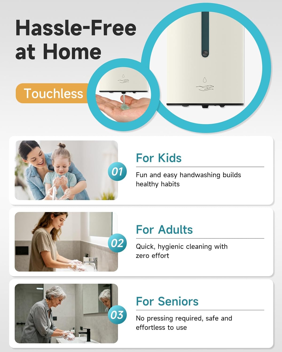 AIKE Automatic Wall Mount Liquid Soap Dispenser, Commercial Stainless Steel with 25oz Large