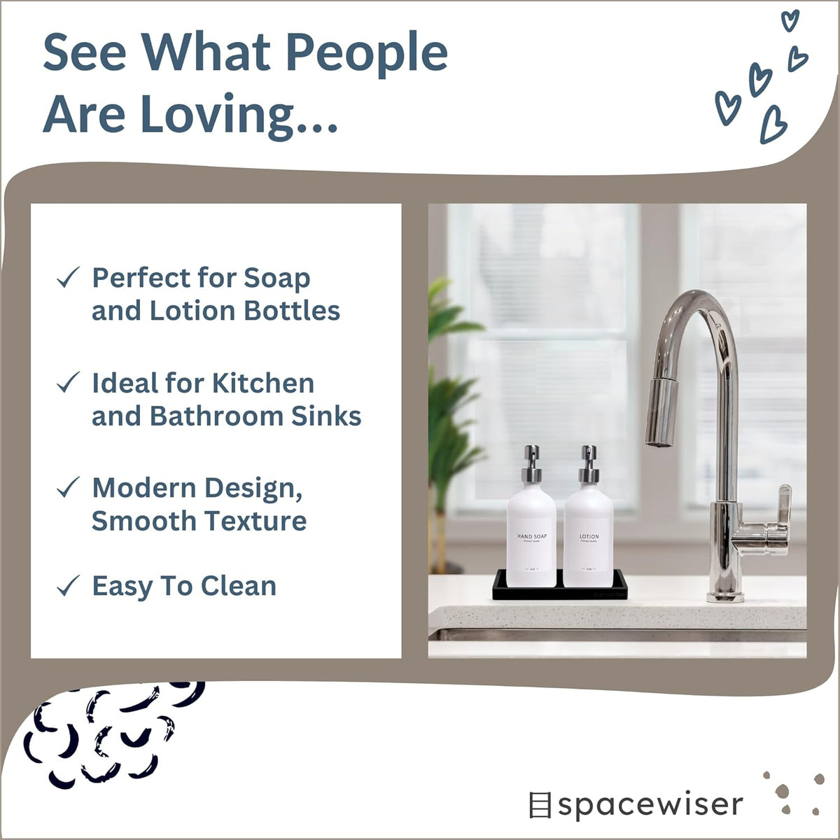 Countertop and Vanity Tray – Small 7.7” Silicone Tray, Soap Dispenser Trays, Bathroom Trays