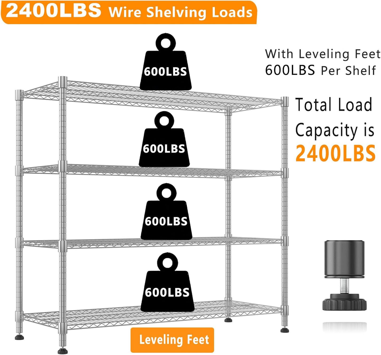 Himimi 72" H Storage Shelves 4 Tier Metal Shelving Adjustable Wire Shelf with Wheels, Heavy Duty