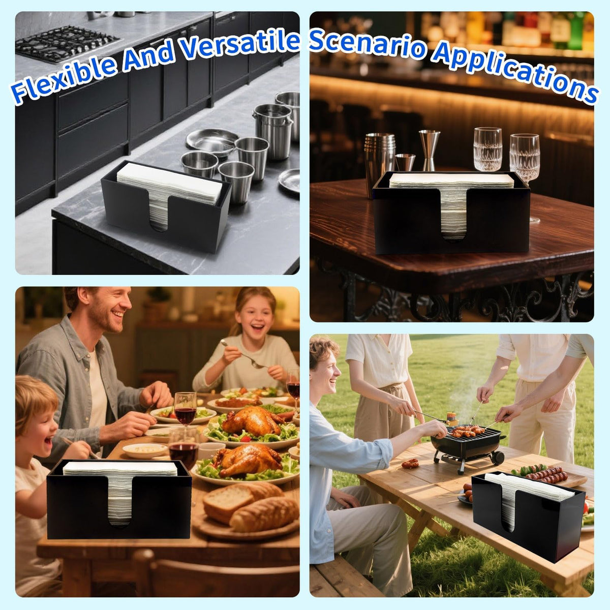 Paper Towel Holder for Countertop,Black Acrylic Napkin Dispenser-Multifold/C-Fold/Z-Fold Trifold