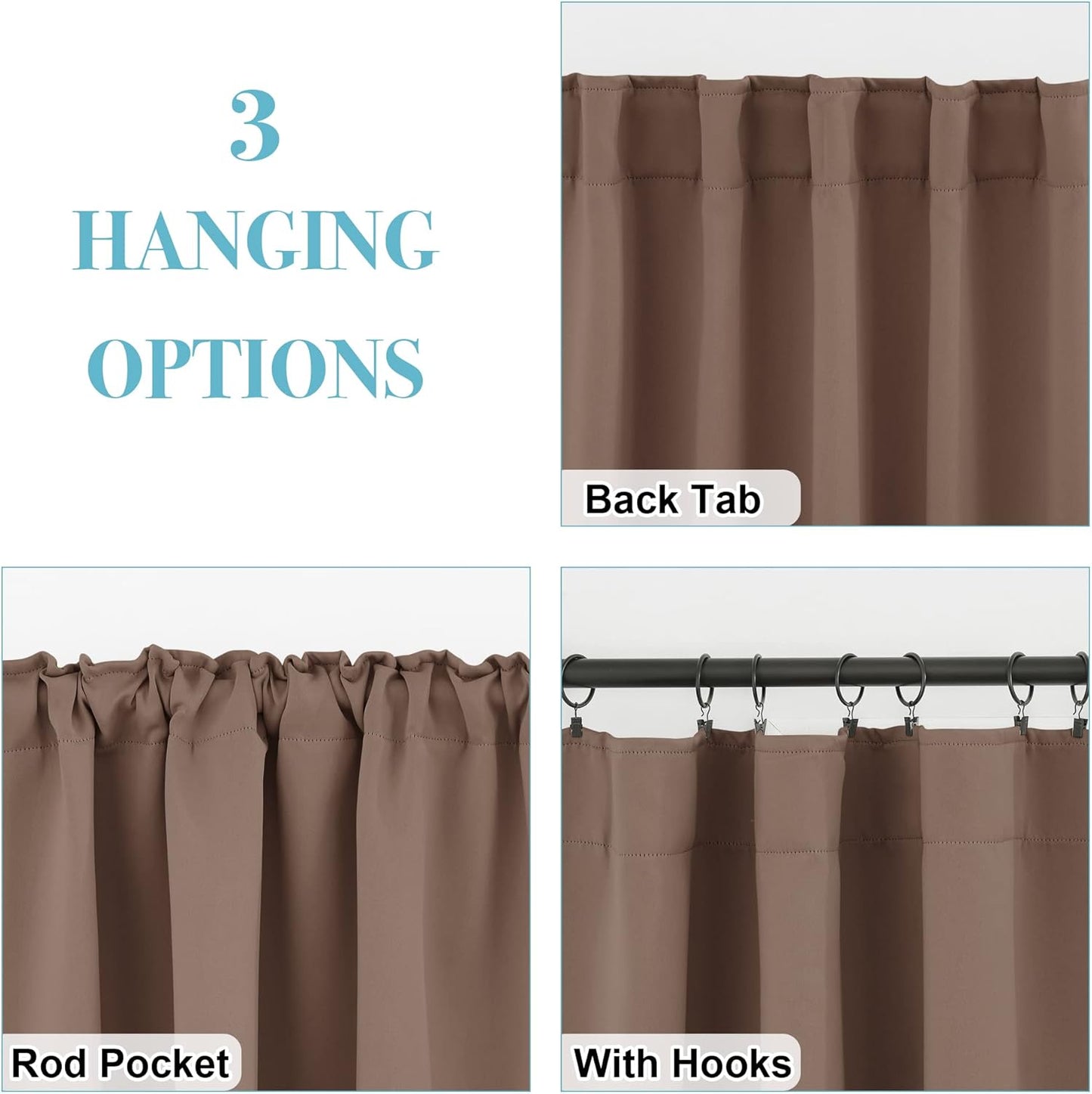 RYB HOME Small Window Curtains Blackout, Privacy Thermal Insulating Drapes for Bedroom Bathroom