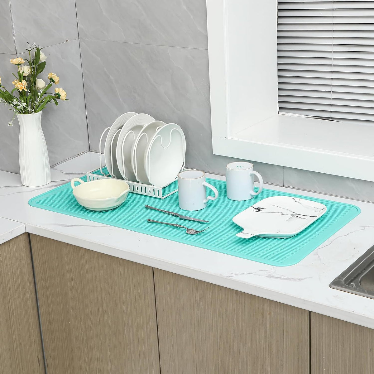 Silicone Dish Drying Mat for Multiple Usage,Easy clean,Eco-friendly,Heat-resistant Silicone Mat for