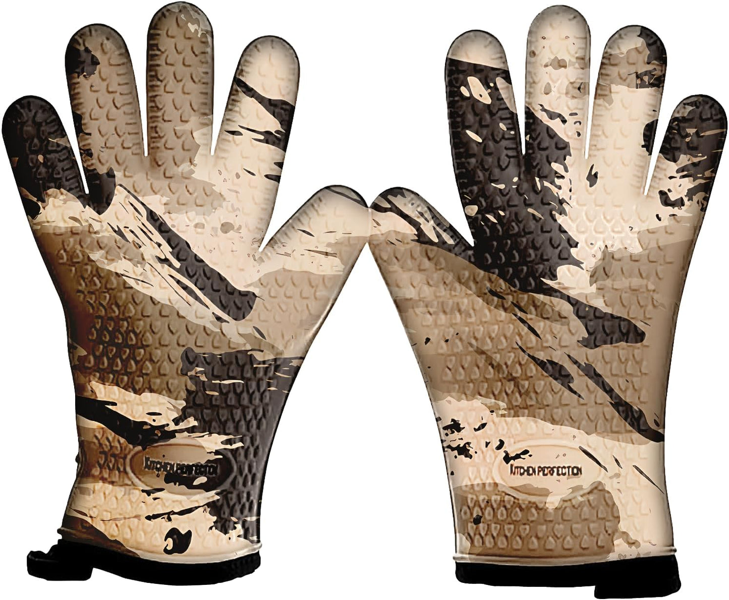 Kitchen perfection XL Silicone Smoker Oven Gloves-Extreme Heat Resistant BBQ Gloves-Handle Hot Food