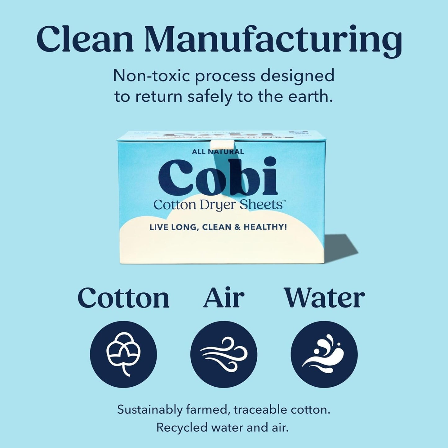 Cobi Biodegradable Non-Toxic Dryer Sheets – Naturally Scented Cotton Dryer Sheets – Eco-Friendly